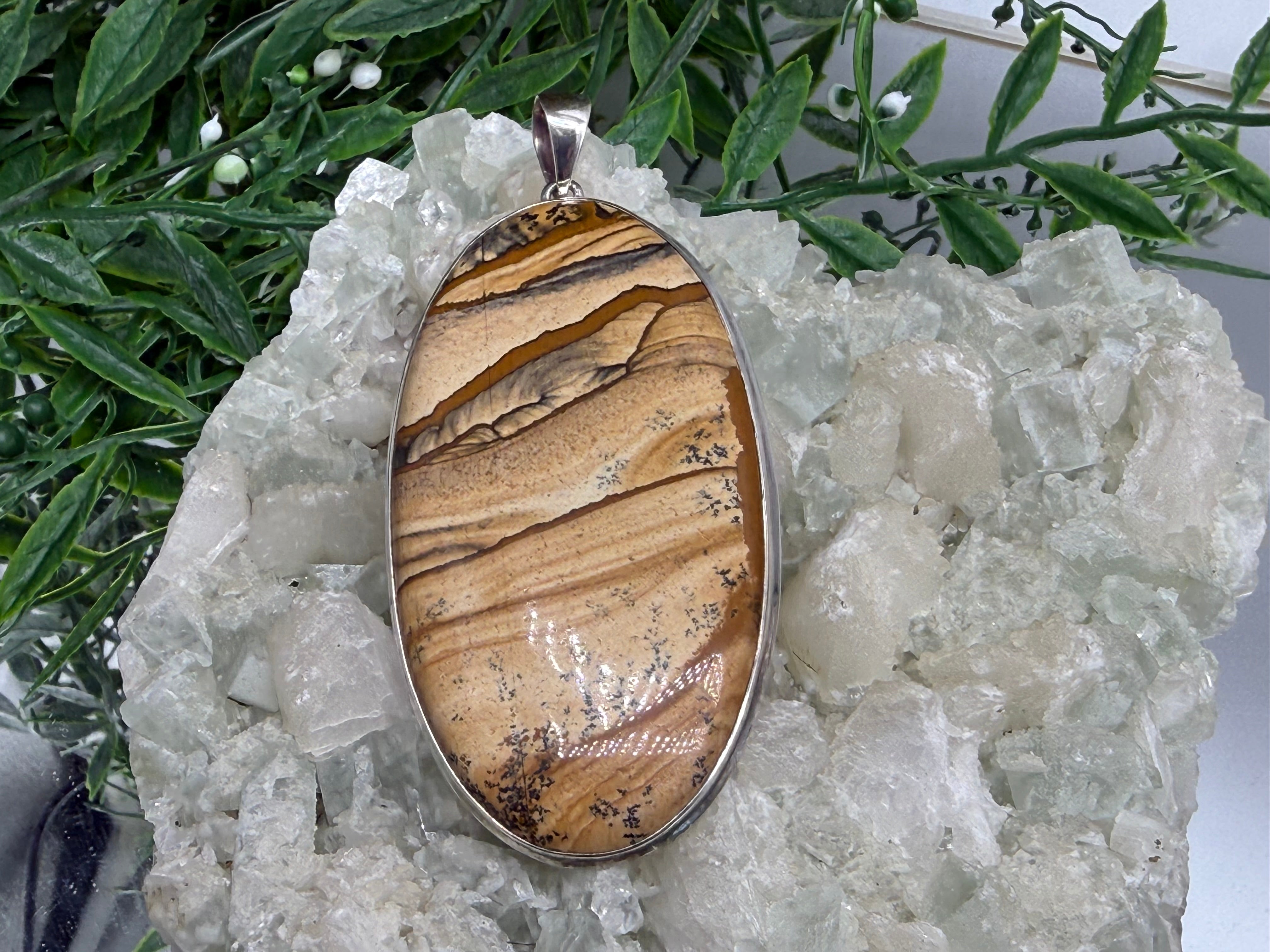 Earth Wisdom Picture Jasper Pendant – 88mm x 52mm Crystal Wellness