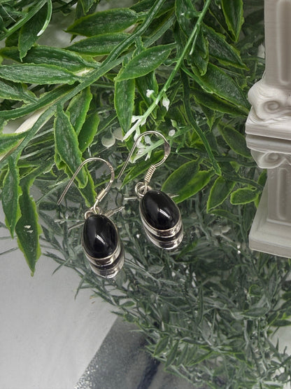 Black Star Sapphire Sterling Silver (92.5) Earrings Crystal Wellness