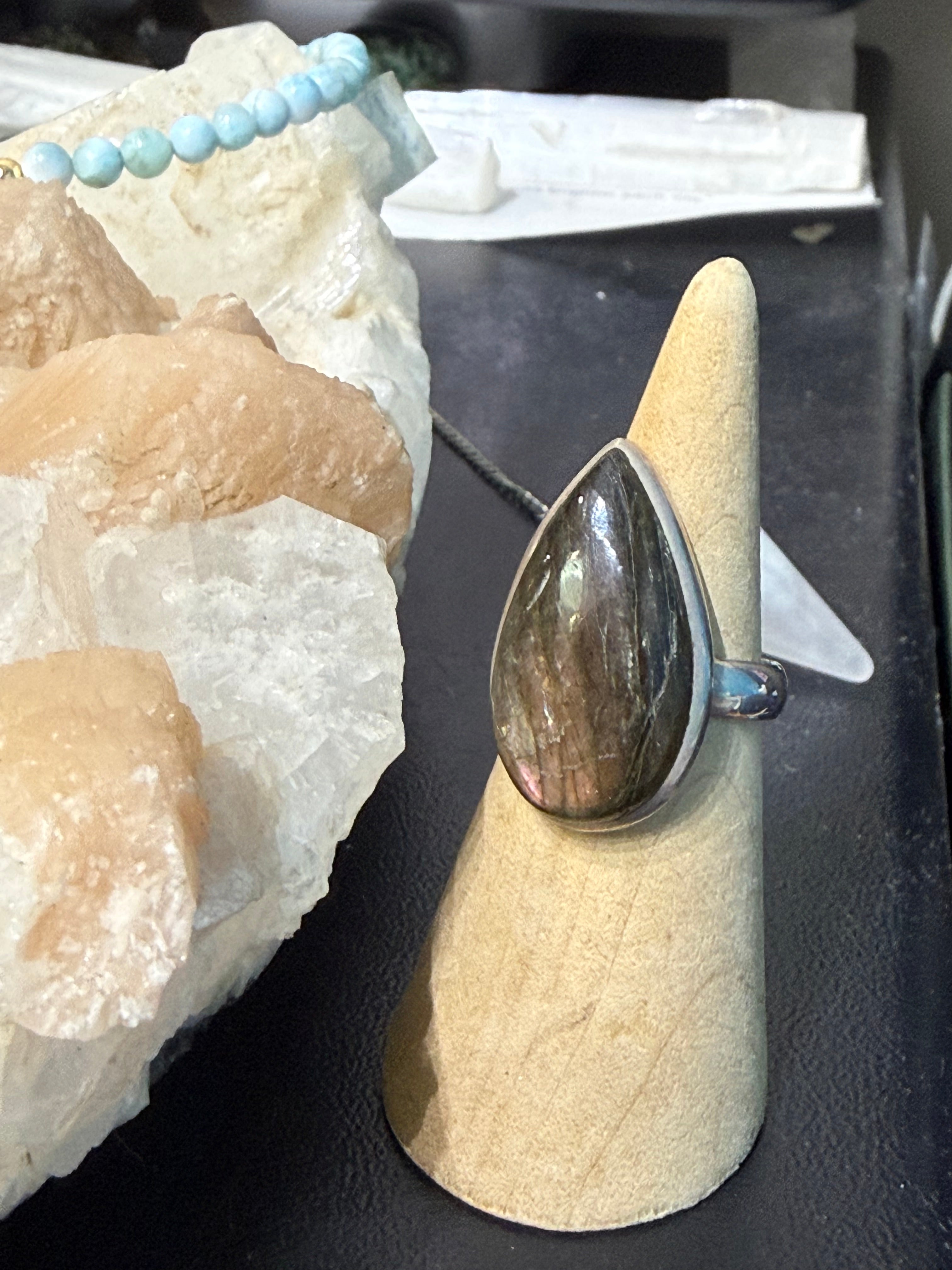 Labradorite Ring, size 8 – Stone of Magic & Transformation Crystal Wellness