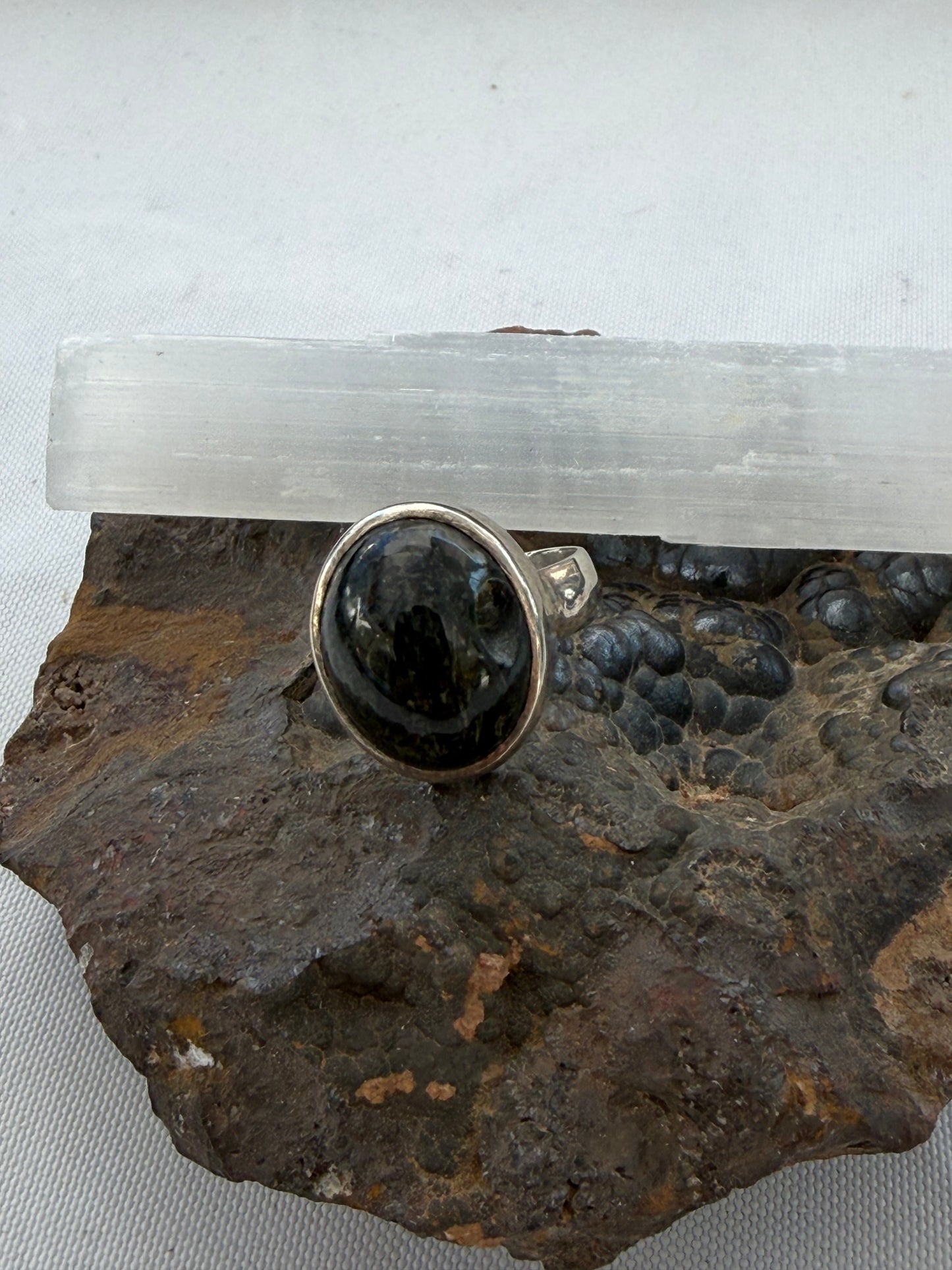 Black Jade Ring, size 8.5

A symbol of protection, strength & grounded inner peace. Crystal Wellness