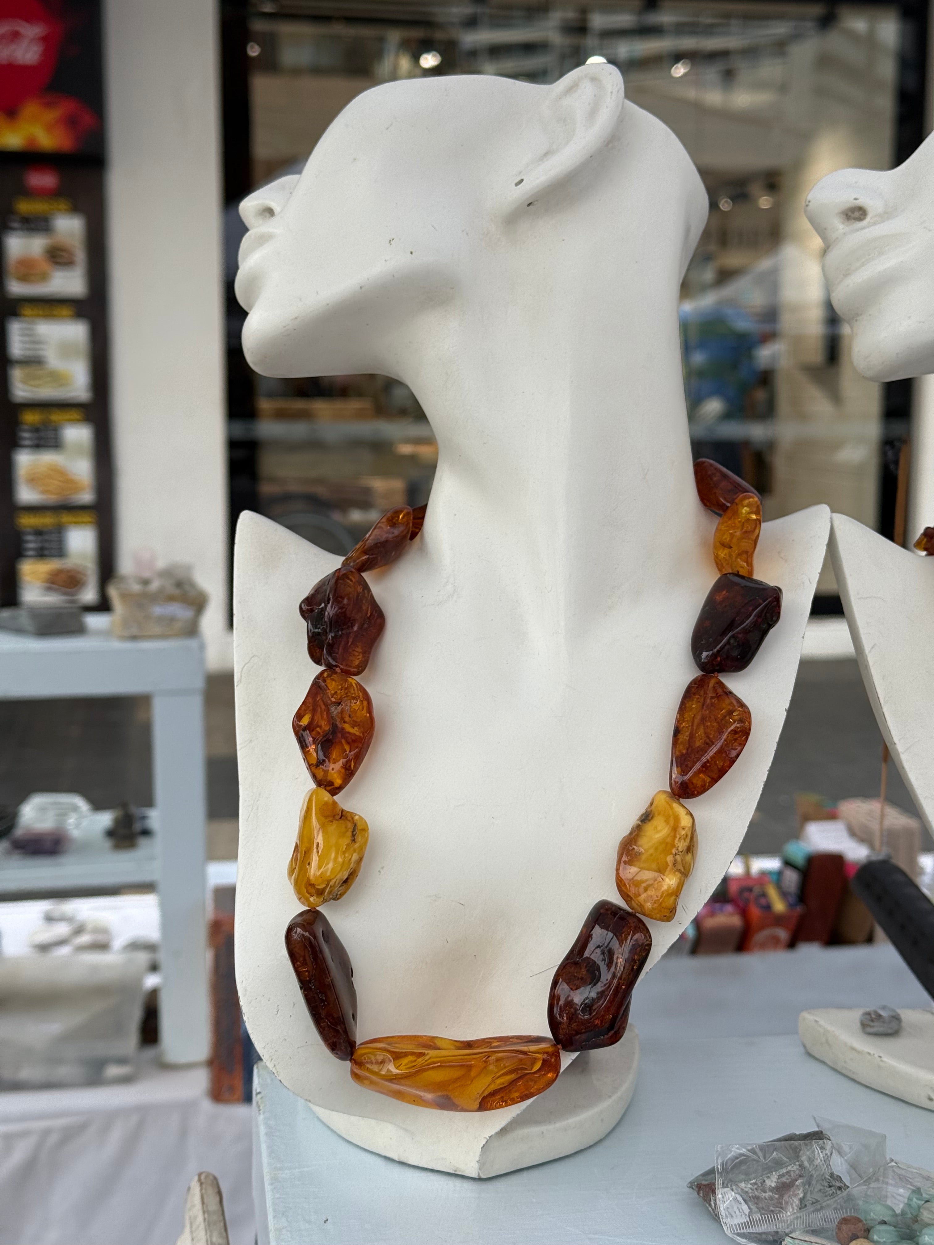 Natural Baltic Amber Freeform Statement Necklace – Honey, Cognac & Cherry Amber, 59cm Crystal Wellness