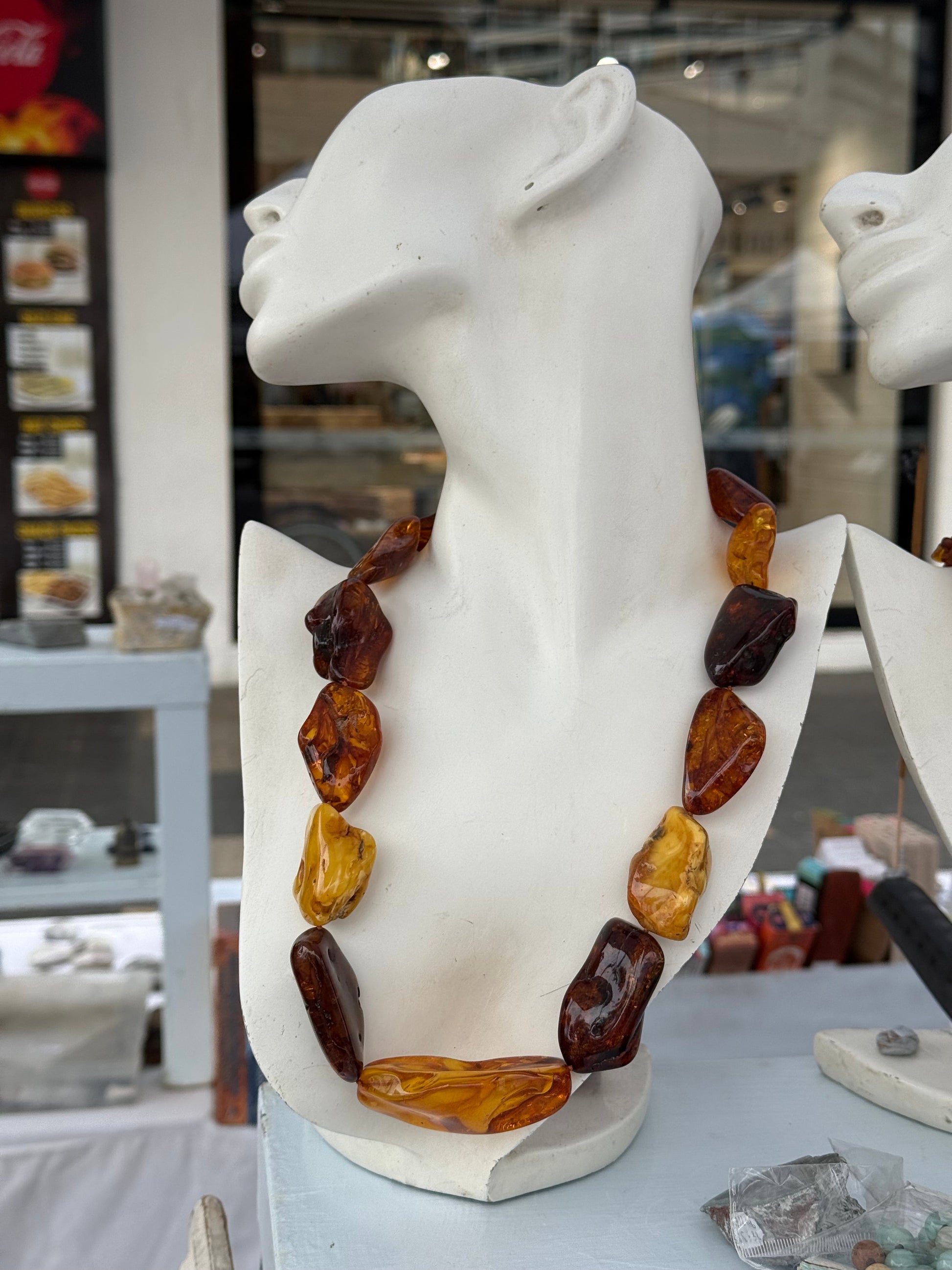 Natural Baltic Amber Freeform Statement Necklace – Honey, Cognac & Cherry Amber, 59cm Crystal Wellness