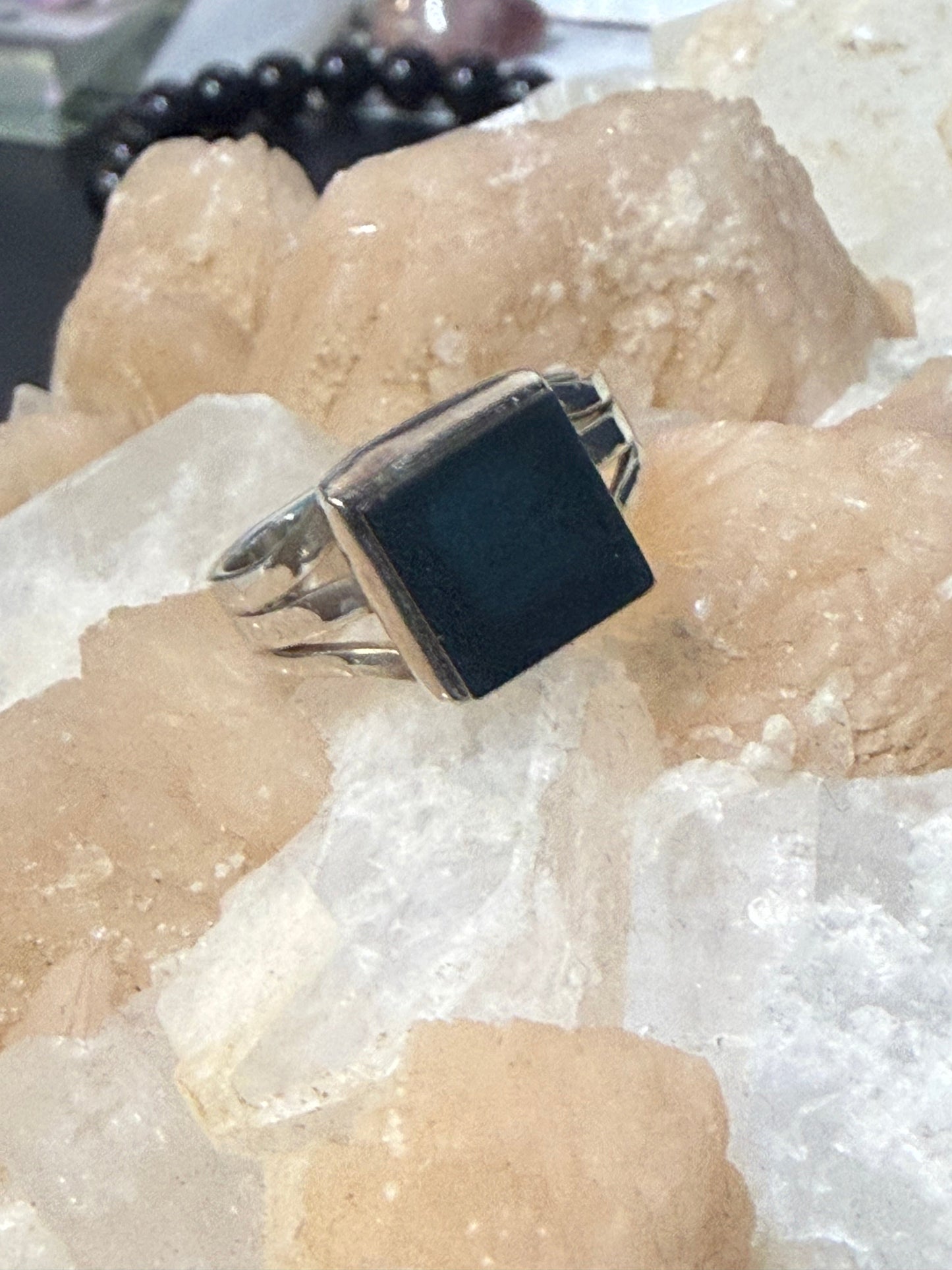 Elite Shungite 925 Sterling Silver Round Ring Size 7 Crystal Wellness