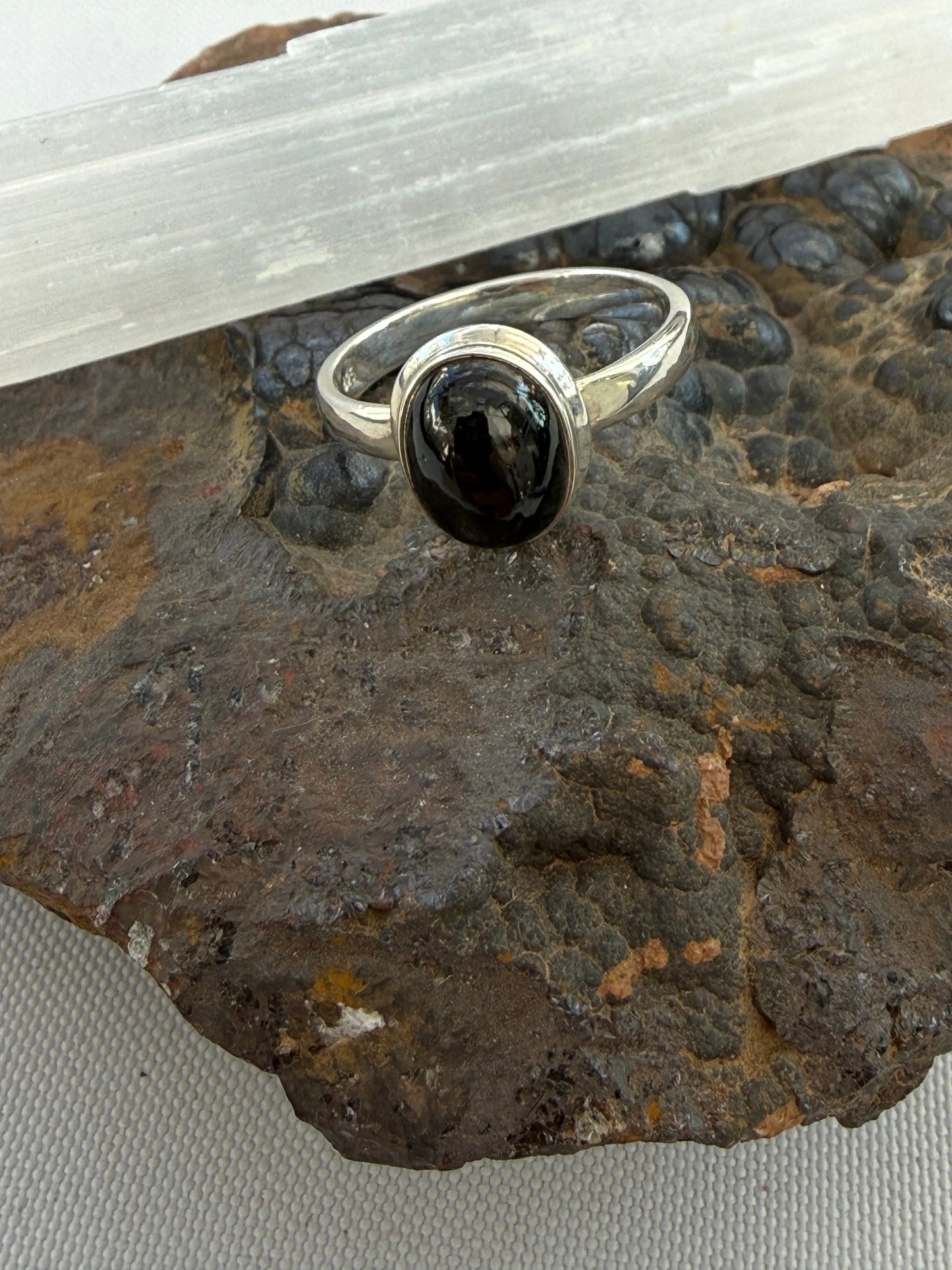 Black Star Ring — Inner Strength & Protection, size 9 Crystal Wellness