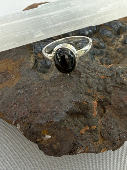 Black Star Ring — Inner Strength & Protection, size 9 Crystal Wellness