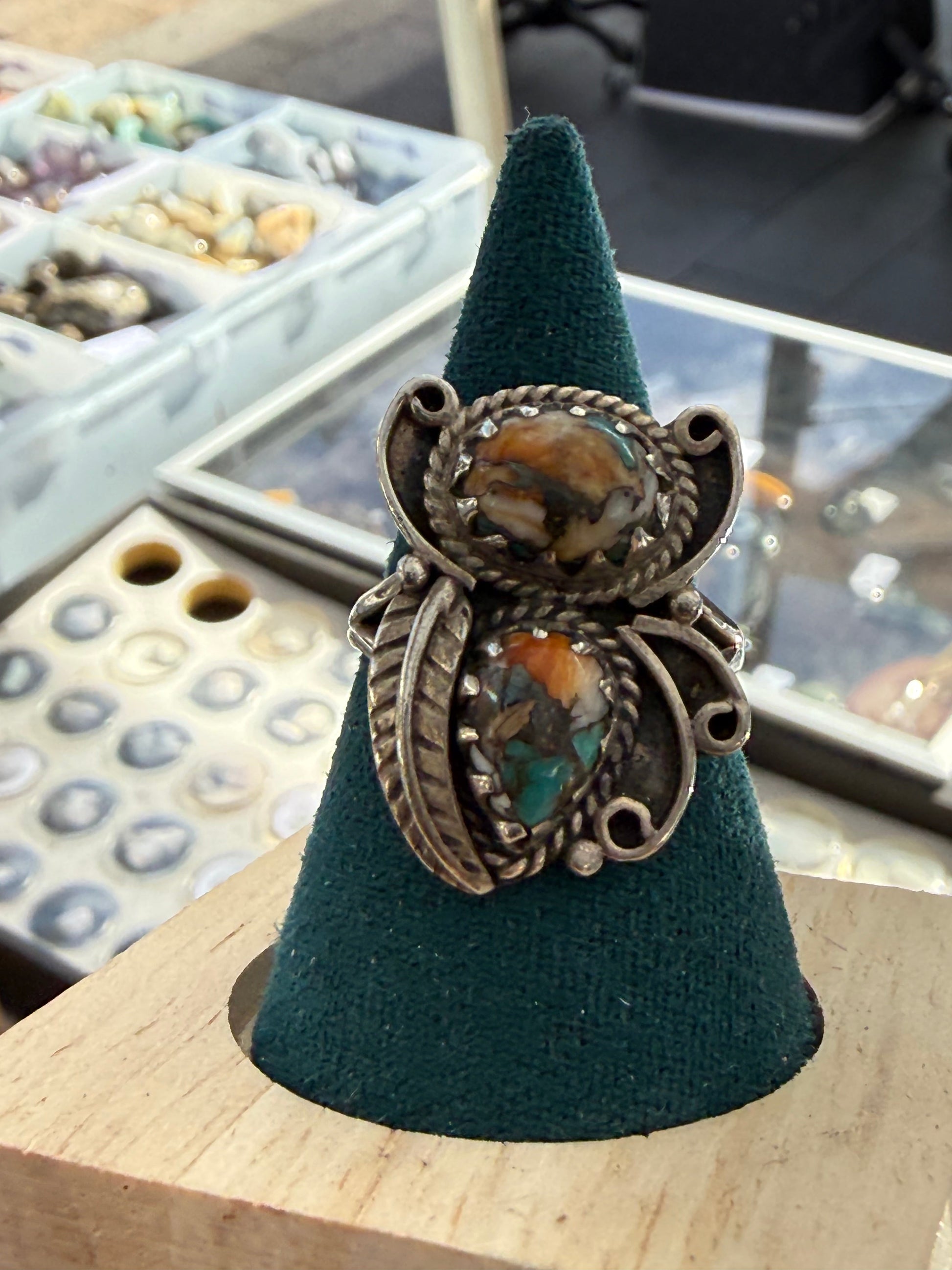Spiny Oyster Turquoise Statement Ring, size 9.5 Crystal Wellness