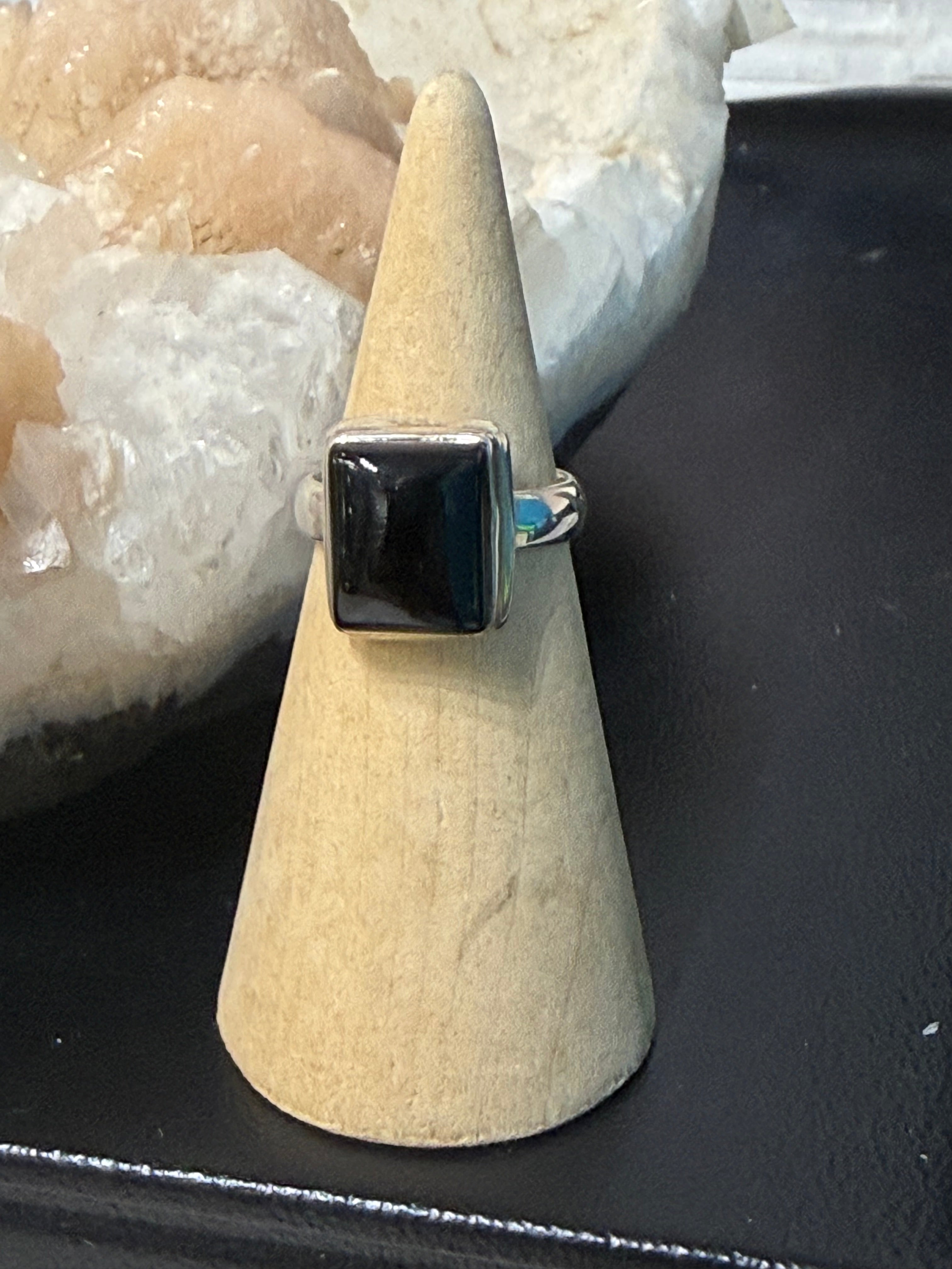 Black Onyx Sterling Silver Ring – Shield of Strength & Grounded Confidence Crystal Wellness