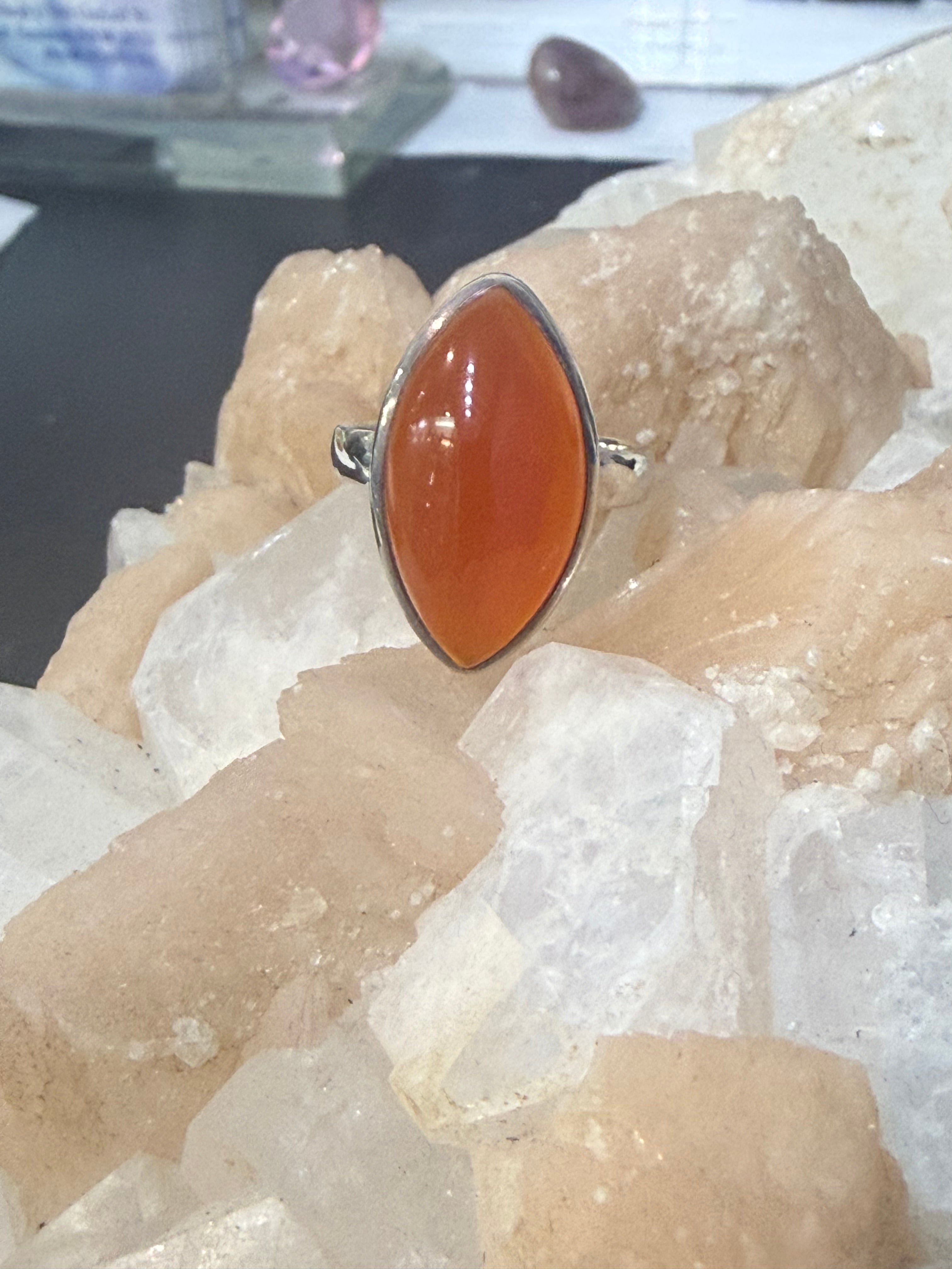 Carnelian Sterling Silver Ring – Size 6.5 | Flame of Confidence & Creative Vitality Crystal Wellness