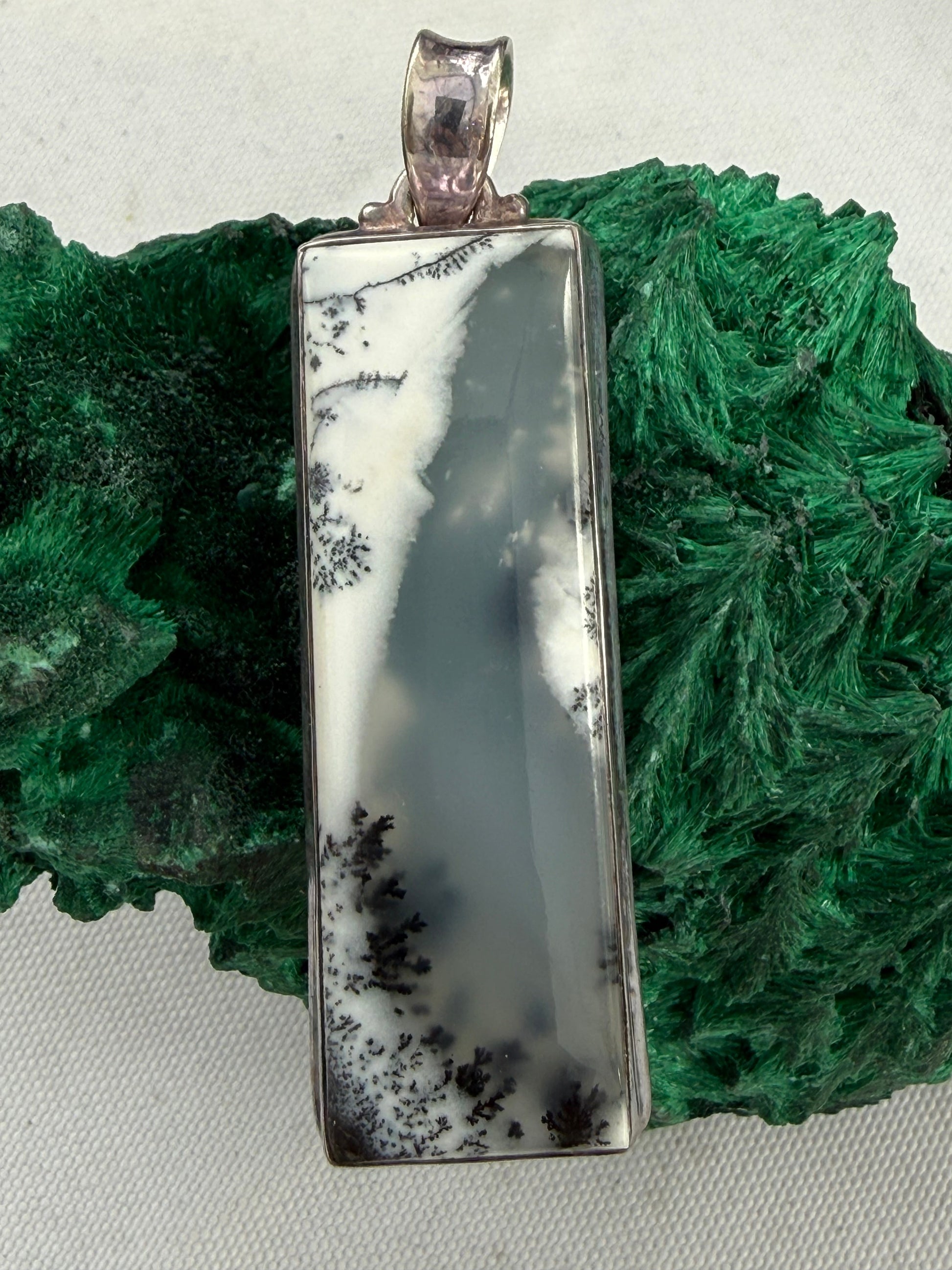 Dendritic Opal Silver Pendant 45mmx16mm Crystal Wellness