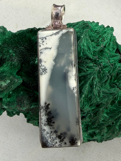 Dendritic Opal Silver Pendant 45mmx16mm Crystal Wellness