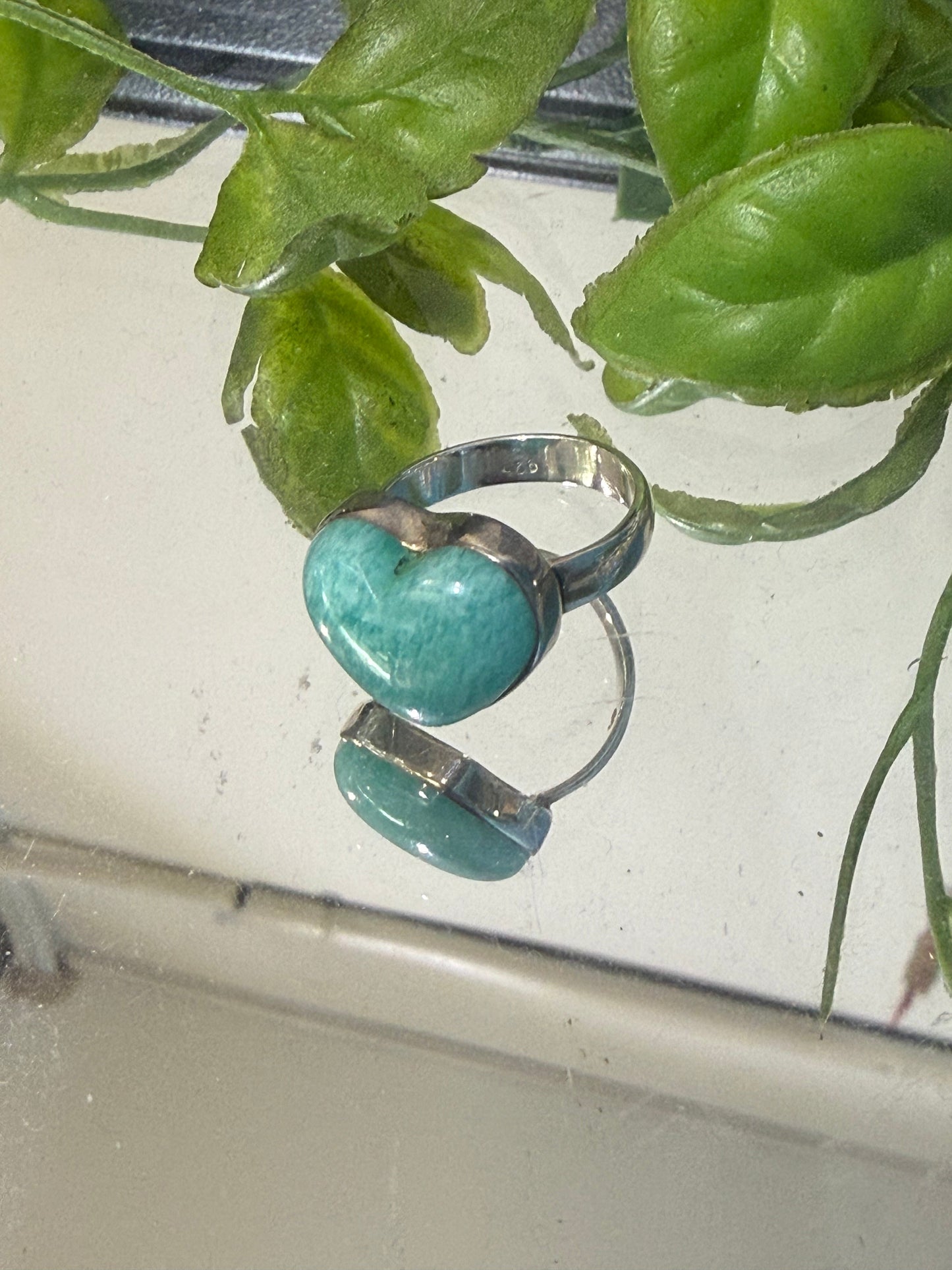 Amethyst with Amazonite Sterling Silver Ring Size 8 Crystal Wellness