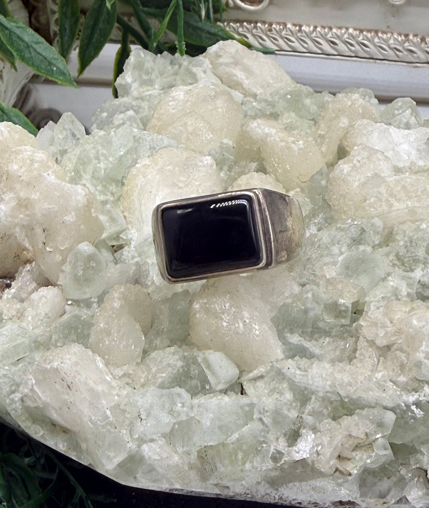 Black Onyx Men’s Silver Ring Crystal Wellness