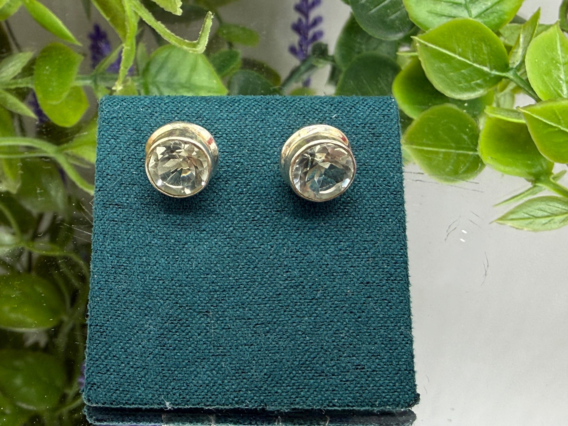 White Topaz Stud Earrings ✨, 8mmx8mm Crystal Wellness