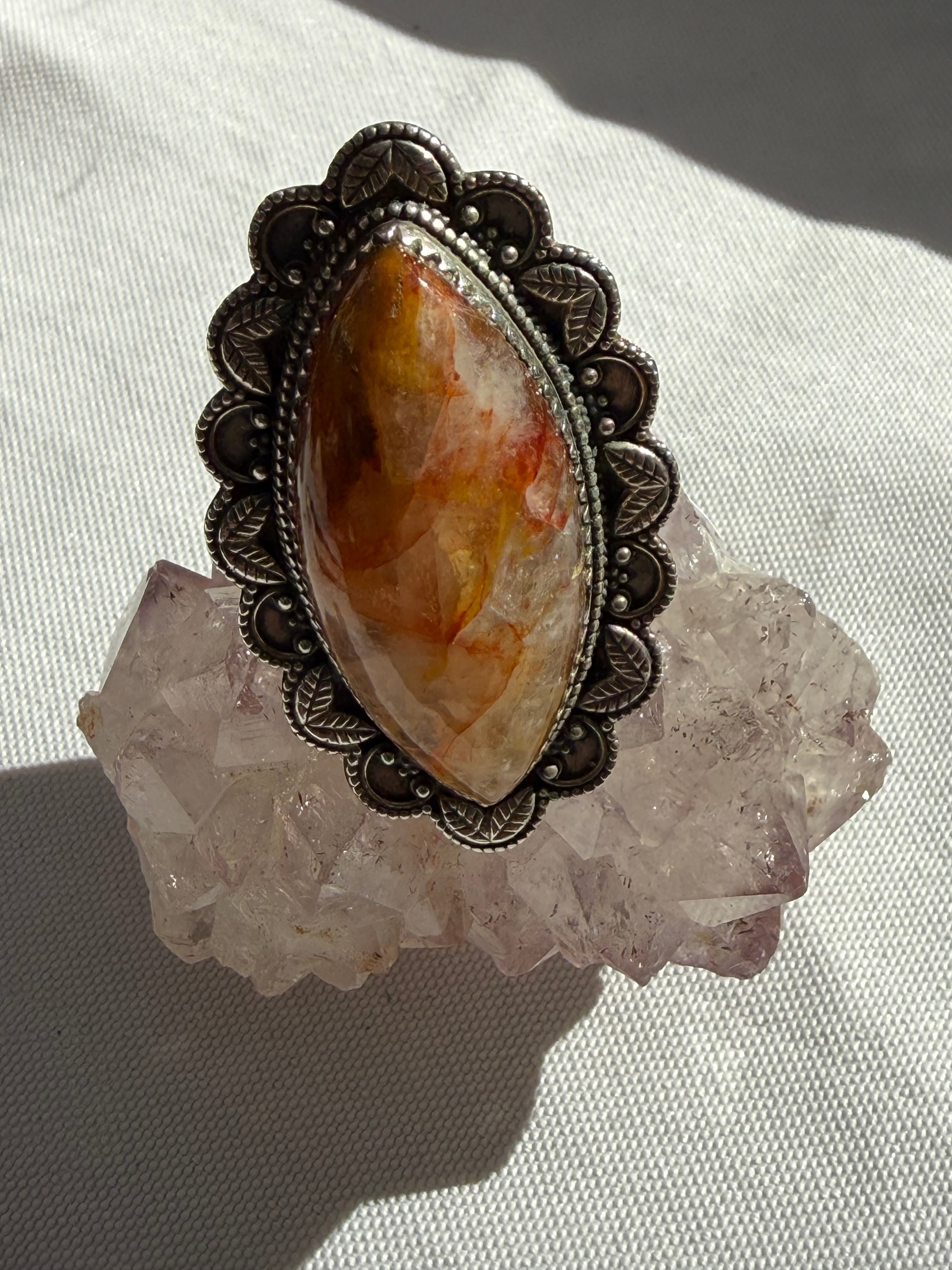 Fire Quartz (Hematoid Quartz) Ring, size 8.5| Grounding • Courage • Focus Crystal Wellness