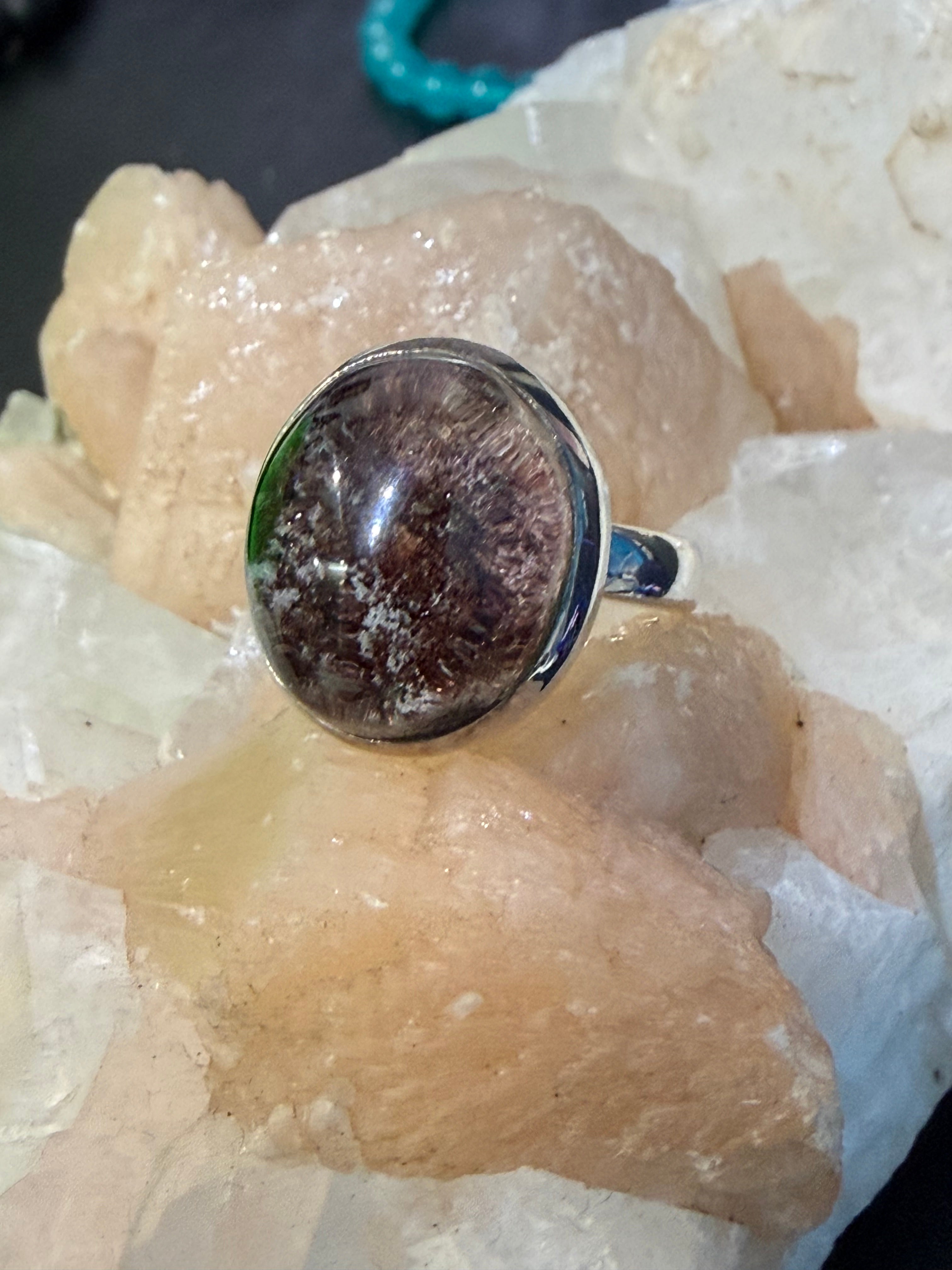 Lodolite Adjustable Ring, size 8.5  – A Garden of Dreams & Inner Manifestation Crystal Wellness