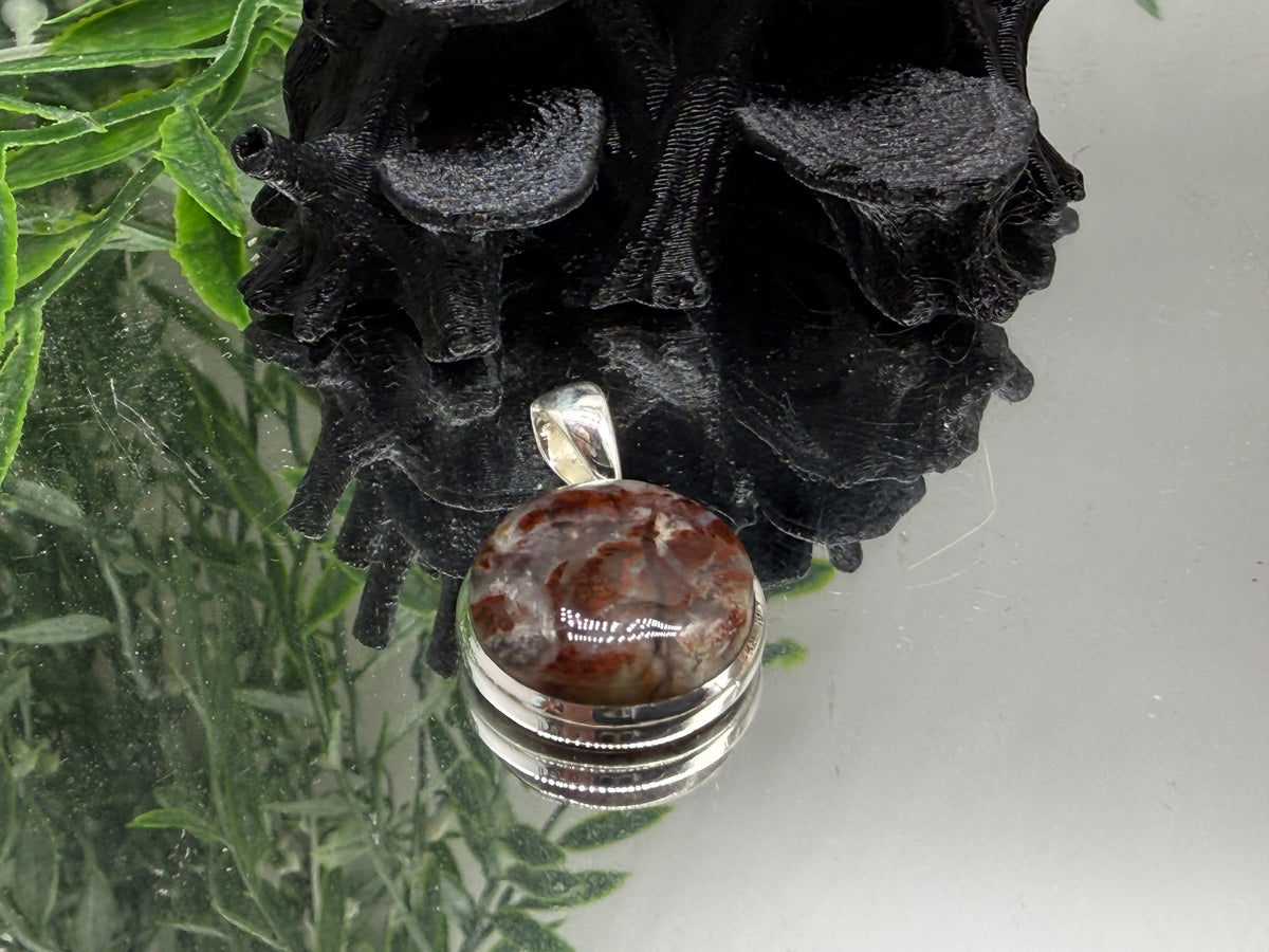 AGATE TUBE SILVER PENDANT — “Stability, Protection & Inner Strength”, 21mmx21mm Crystal Wellness