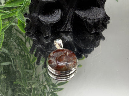 AGATE TUBE SILVER PENDANT — “Stability, Protection & Inner Strength”, 21mmx21mm Crystal Wellness