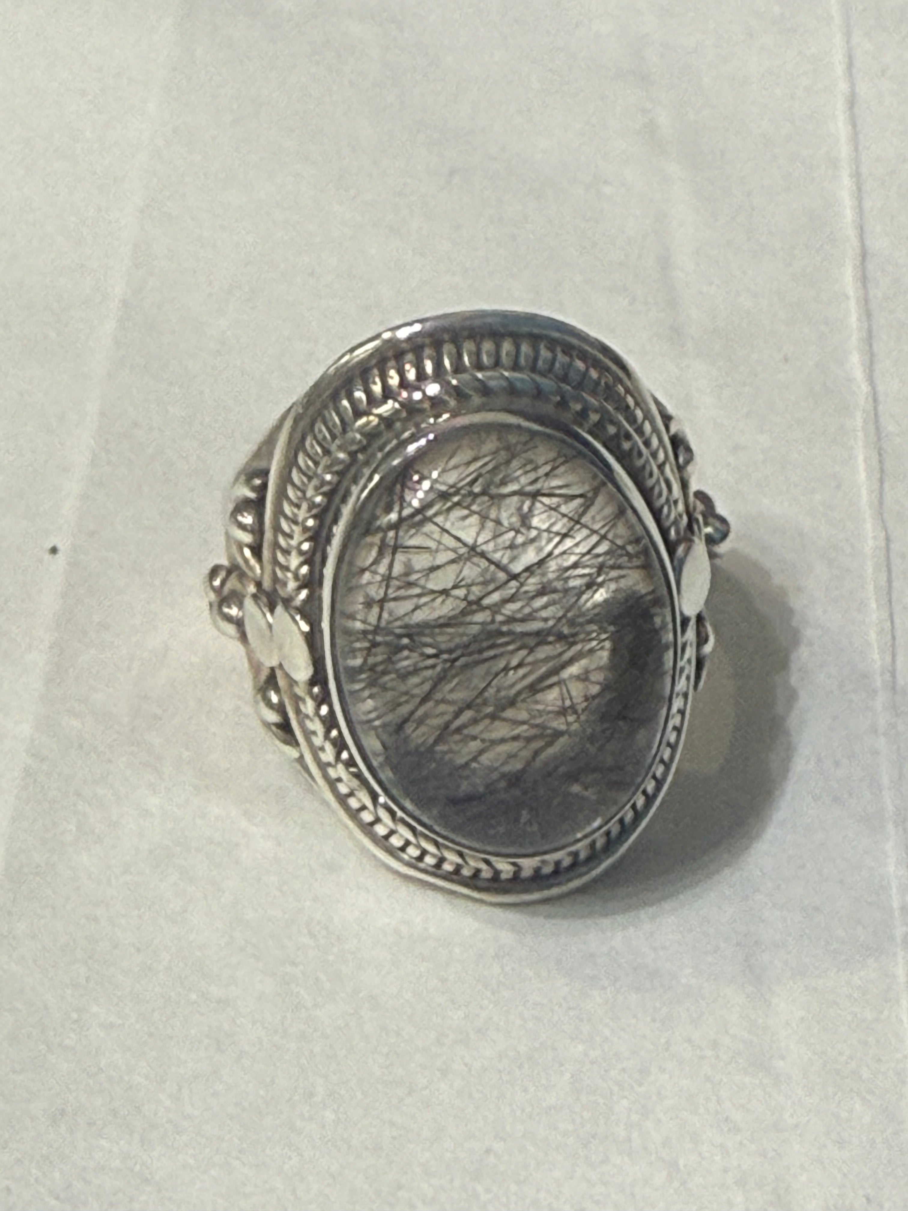 Black Rutilated Quartz Filigree Ring – Threads of Protection & Inner Strength Crystal Wellness