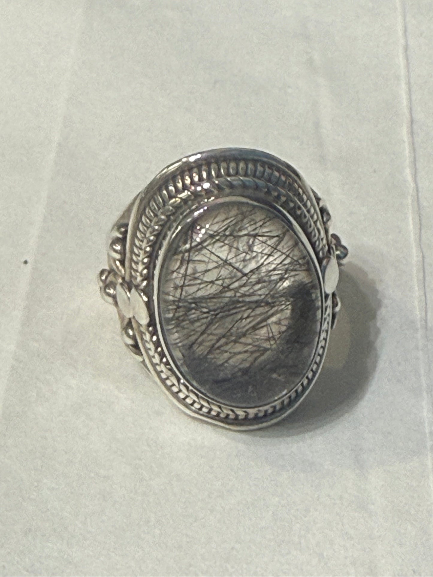 Black Rutilated Quartz Filigree Ring – Threads of Protection & Inner Strength Crystal Wellness