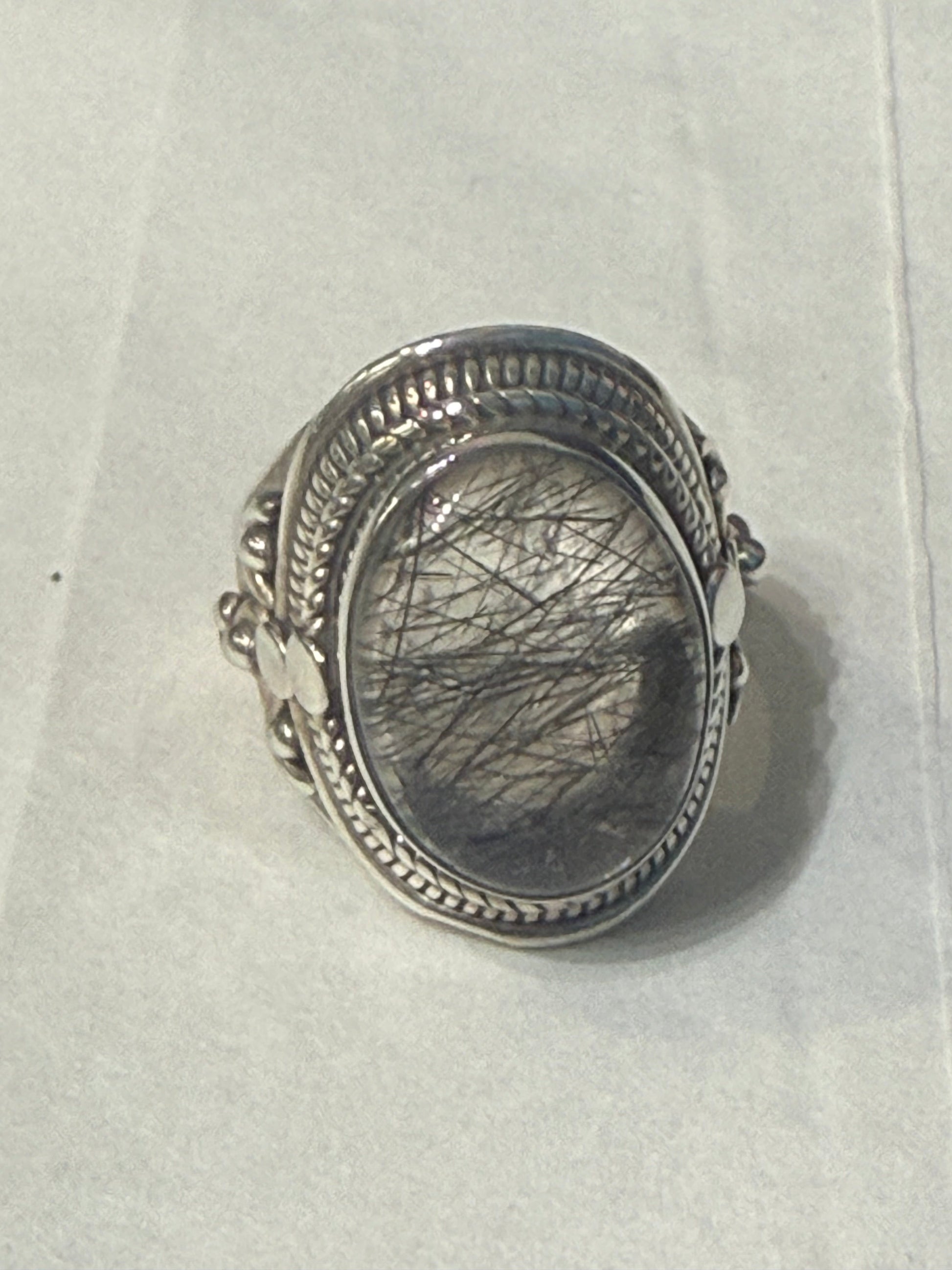 Black Rutilated Quartz Filigree Ring – Threads of Protection & Inner Strength Crystal Wellness
