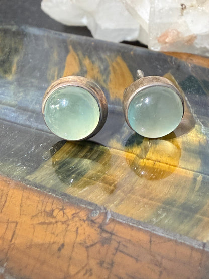 Prehnite Stud Earrings – Inner Peace, Intuition & Heart Healing, 10mmx10mm Crystal Wellness