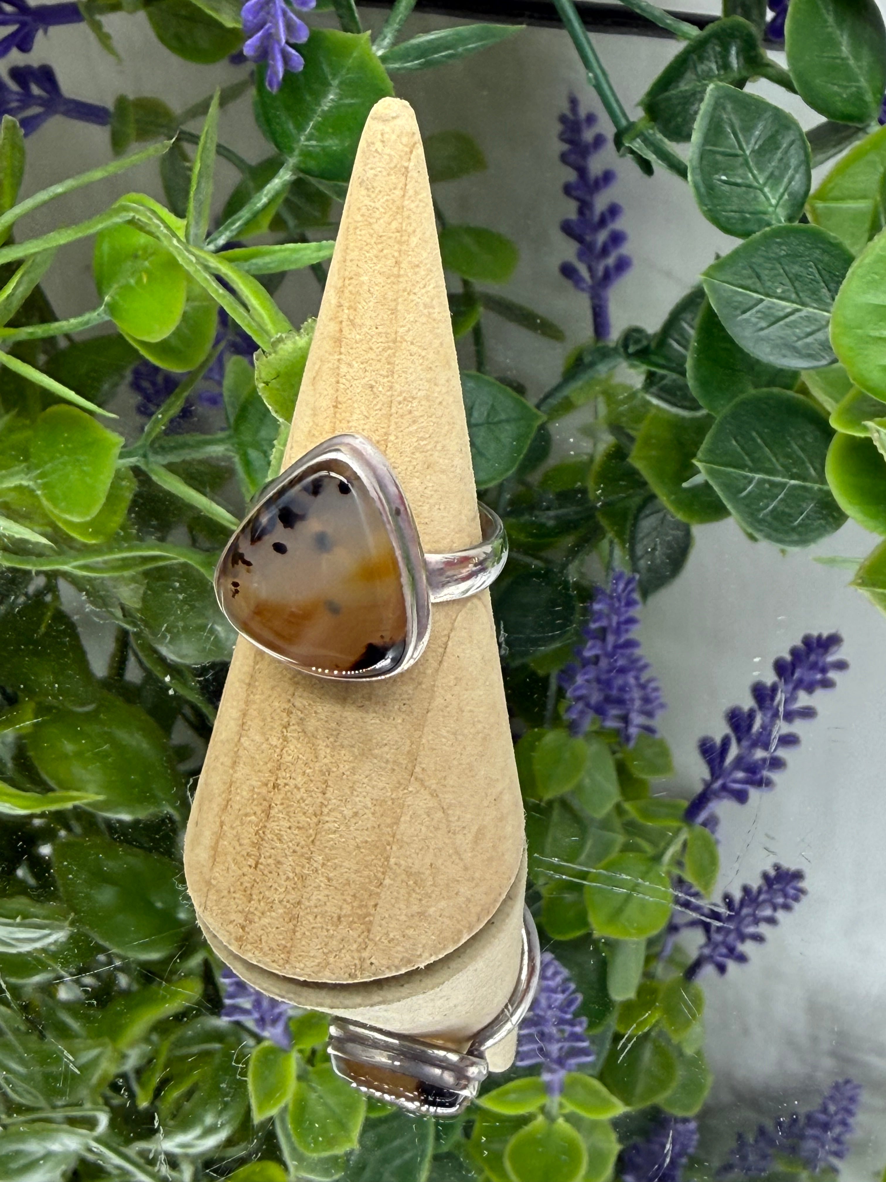Montana Agate Ring — Earthly Wisdom & Steady Growth, size 7.5 Crystal Wellness