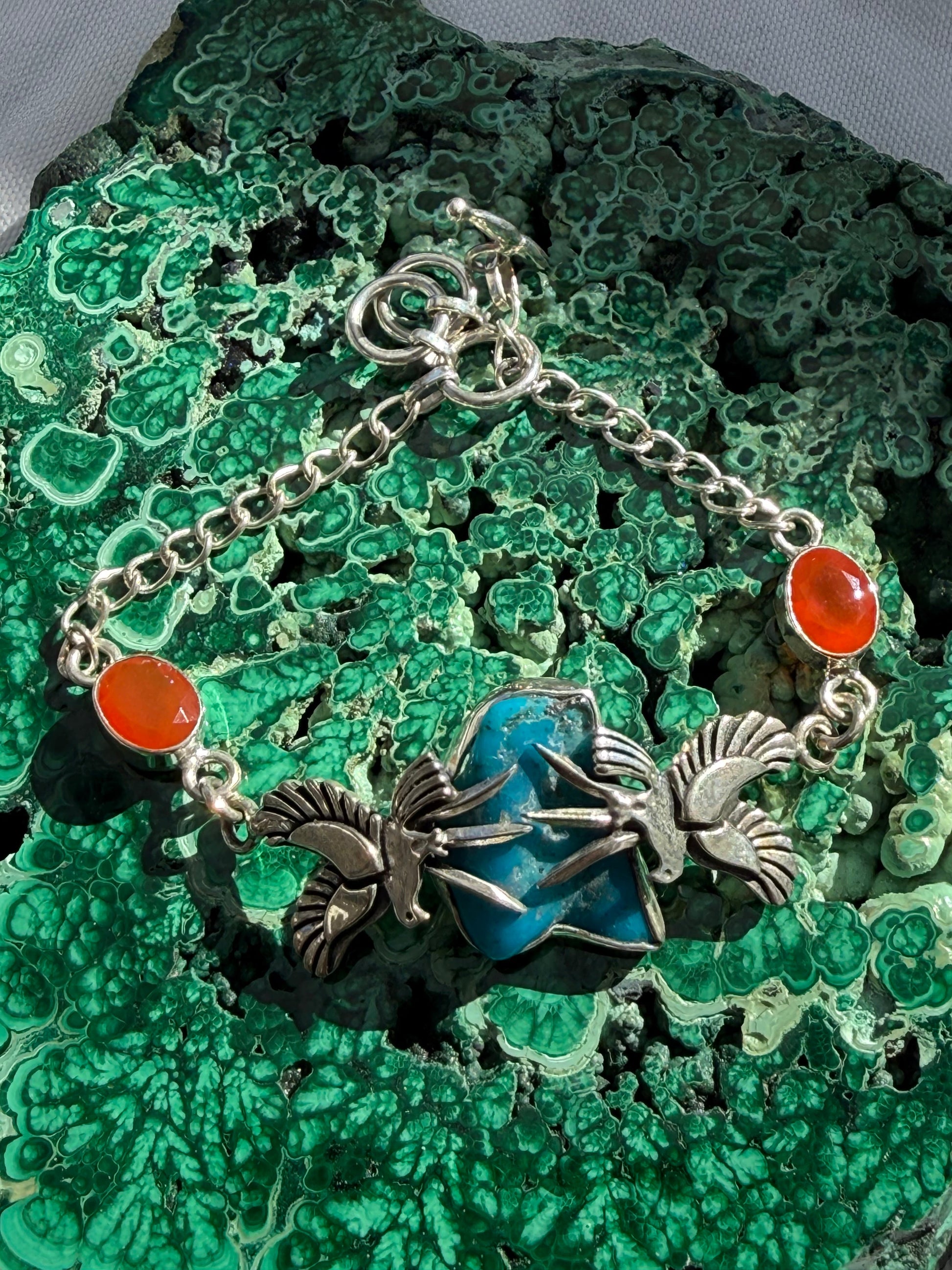 Kingsman Turquoise & Carnelian Sterling Silver Bracelet – Courage, Vitality & Authentic Expression, 20cm Crystal Wellness