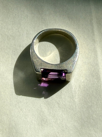 Amethyst Sterling Silver Men’s Ring – Size 4 | Wisdom, Protection & Inner Strength Crystal Wellness