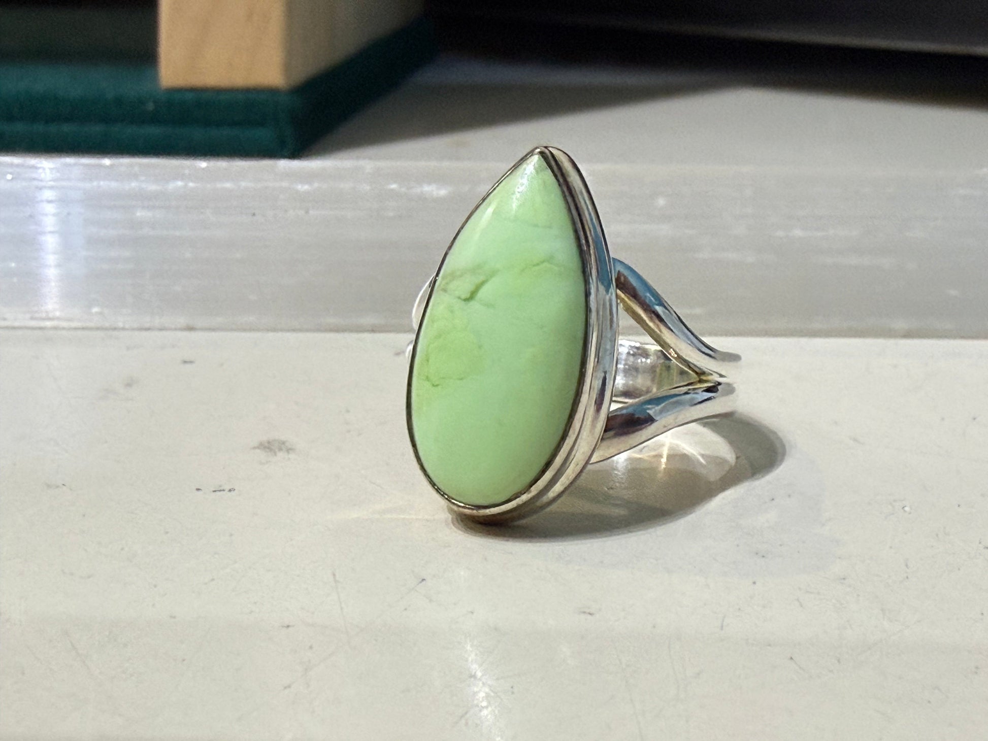 Lemon Chrysoprase Ring
A gentle ray of renewal, hope, and heart-healing energy. Size 8 Crystal Wellness