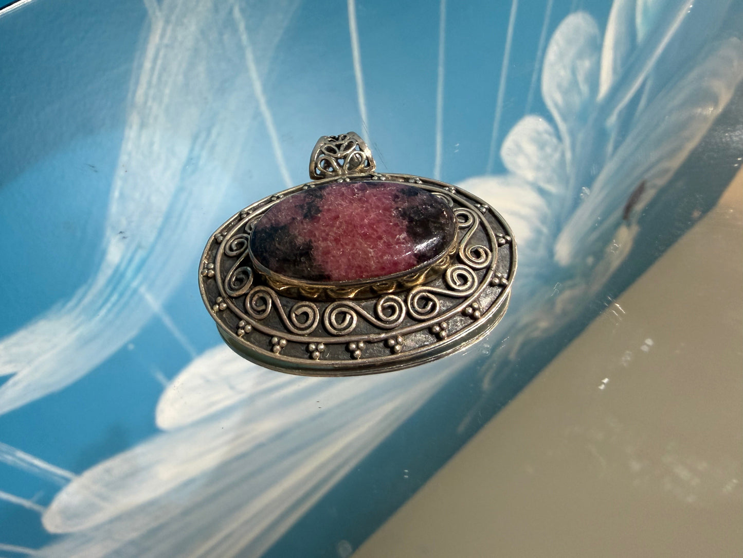 Rhodonite Heart Healing Pendant, 43mmx30mm Crystal Wellness