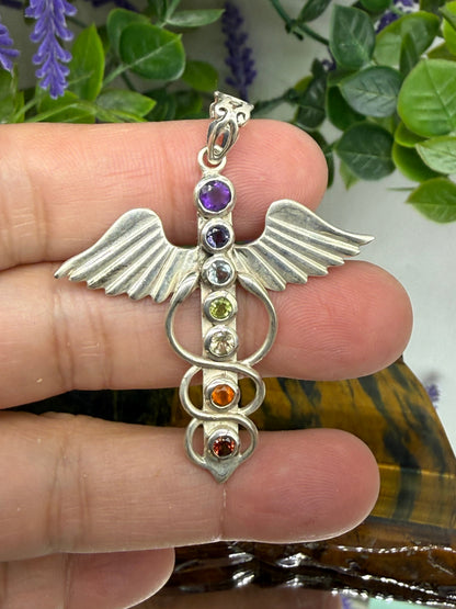 ✨ Angel Wings Chakra Pendant — Guardian Light & Energy Alignment, 39mmx41mm Crystal Wellness