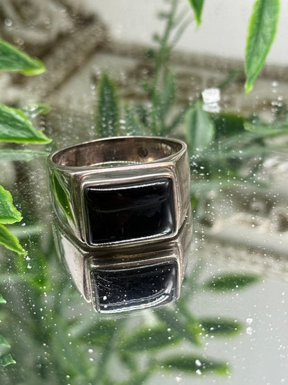 Black Onyx Men’s Silver Ring Crystal Wellness