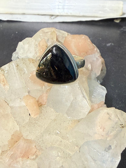 Nuummite Ring — The Stone of Deep Protection & Inner Power, size 8.75 Crystal Wellness