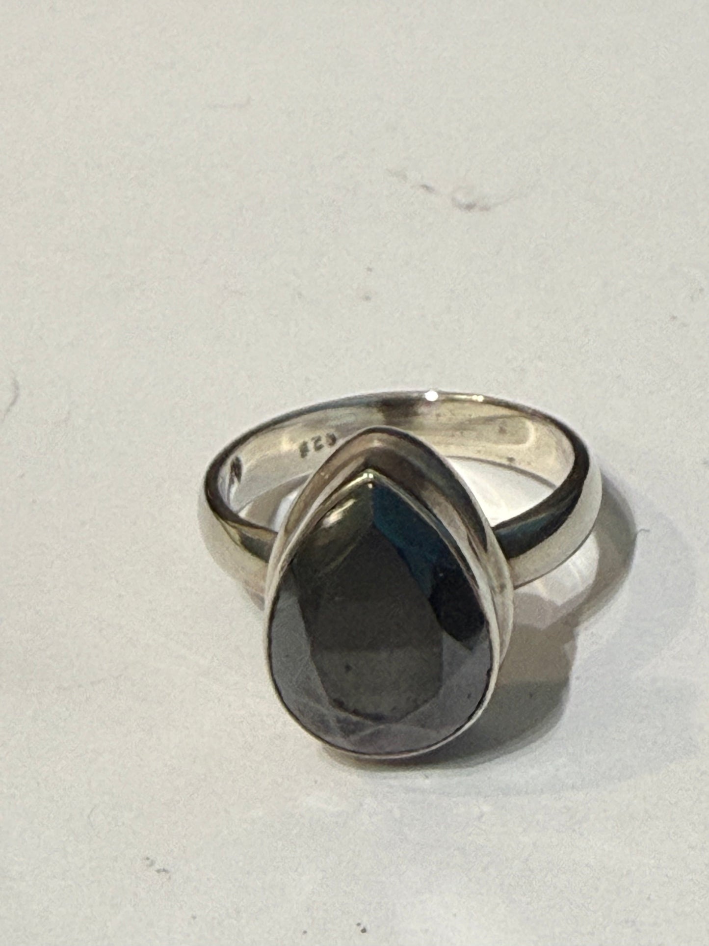 Grounded Strength Hematite Silver Ring – Size 7.5 Crystal Wellness