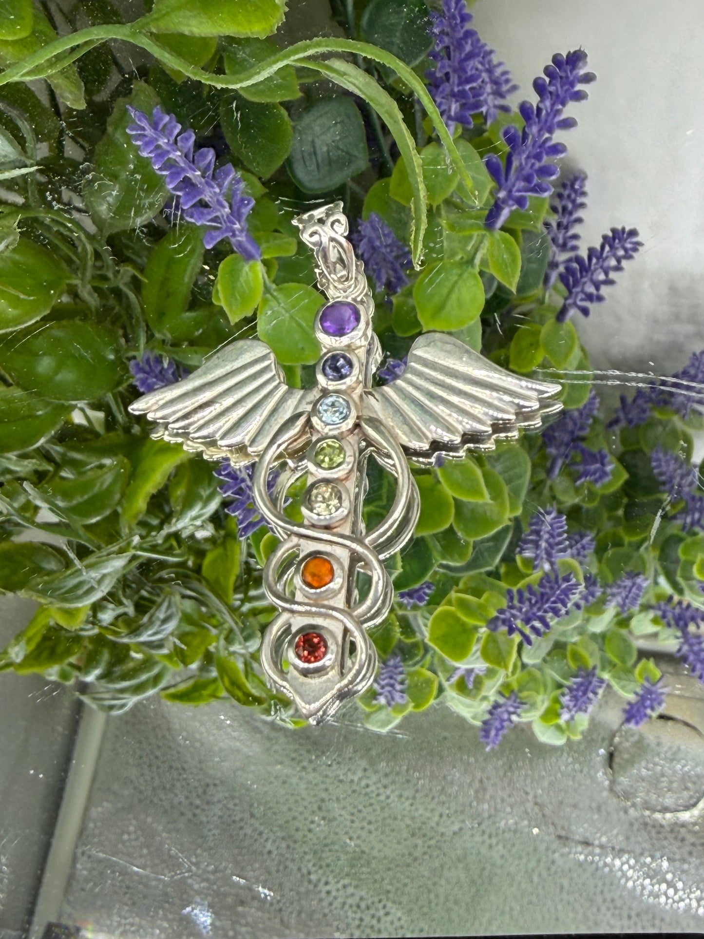 ✨ Angel Wings Chakra Pendant — Guardian Light & Energy Alignment, 39mmx41mm Crystal Wellness