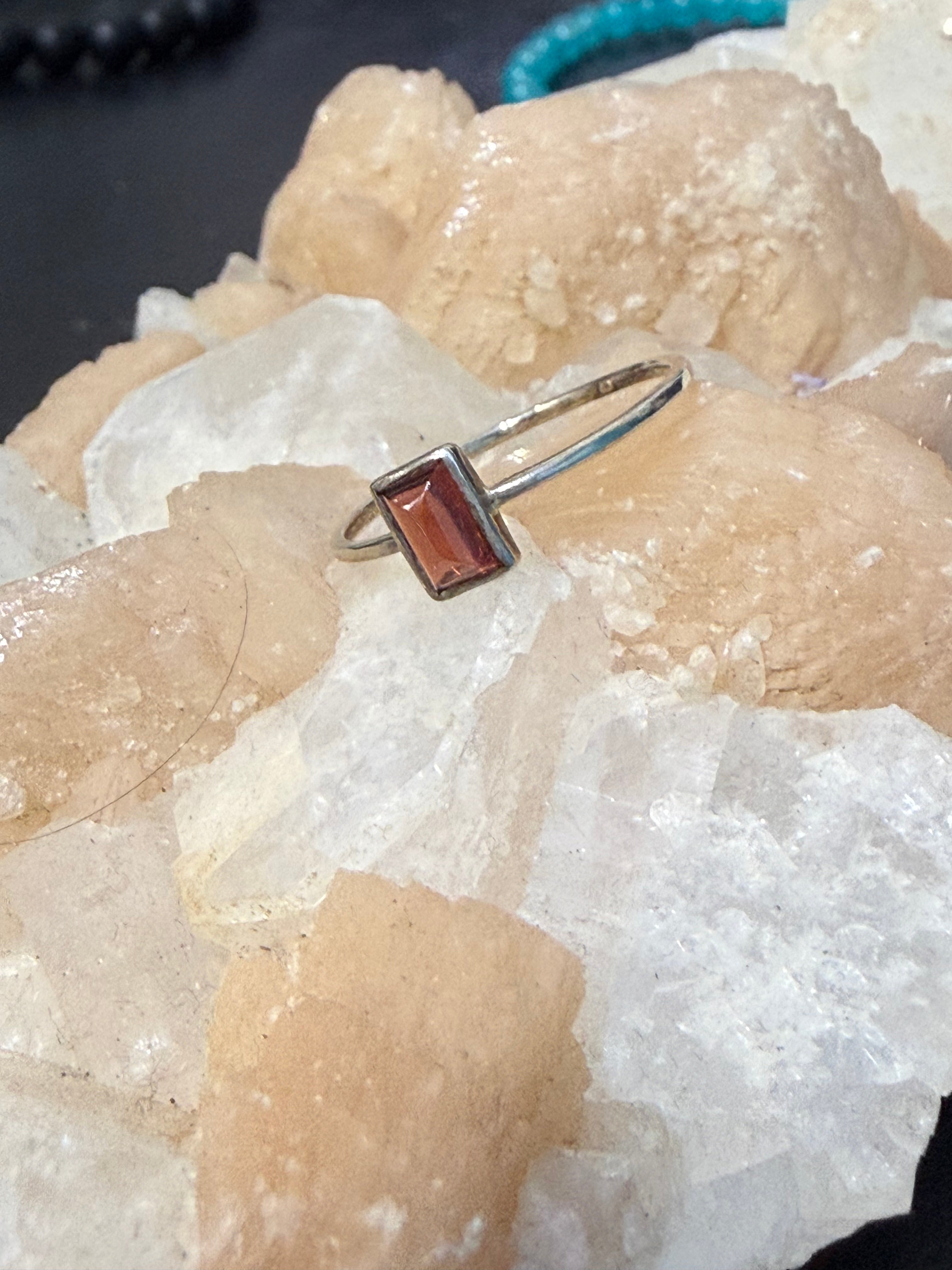 Natural Garnet Ring, size 9  – Passion, Strength & Grounding Crystal Wellness