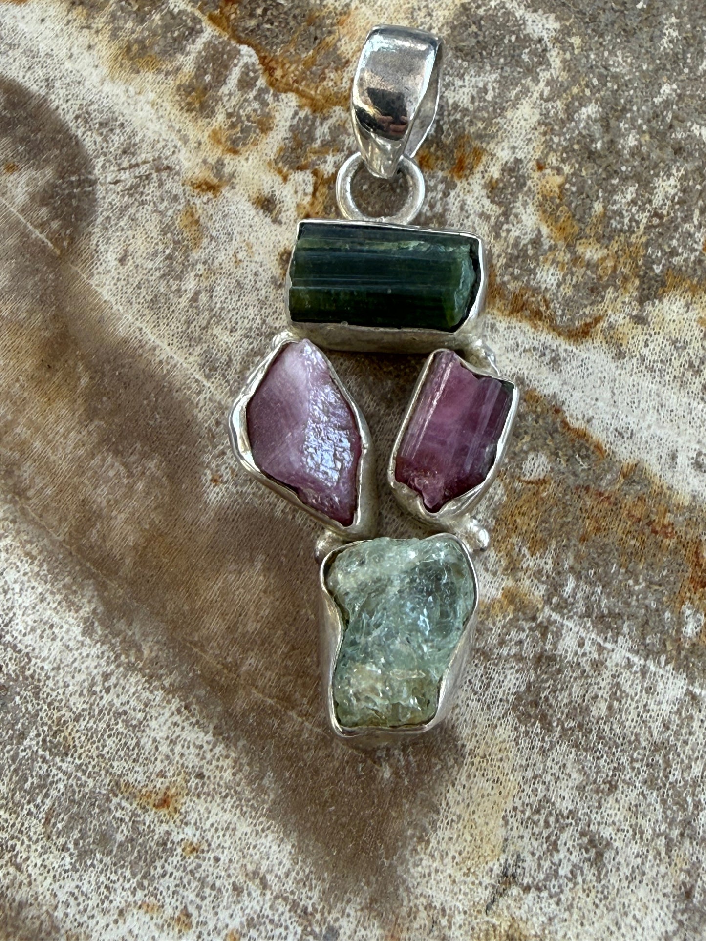 Green & Pink Tourmaline with Peridot Pendant Crystal Wellness