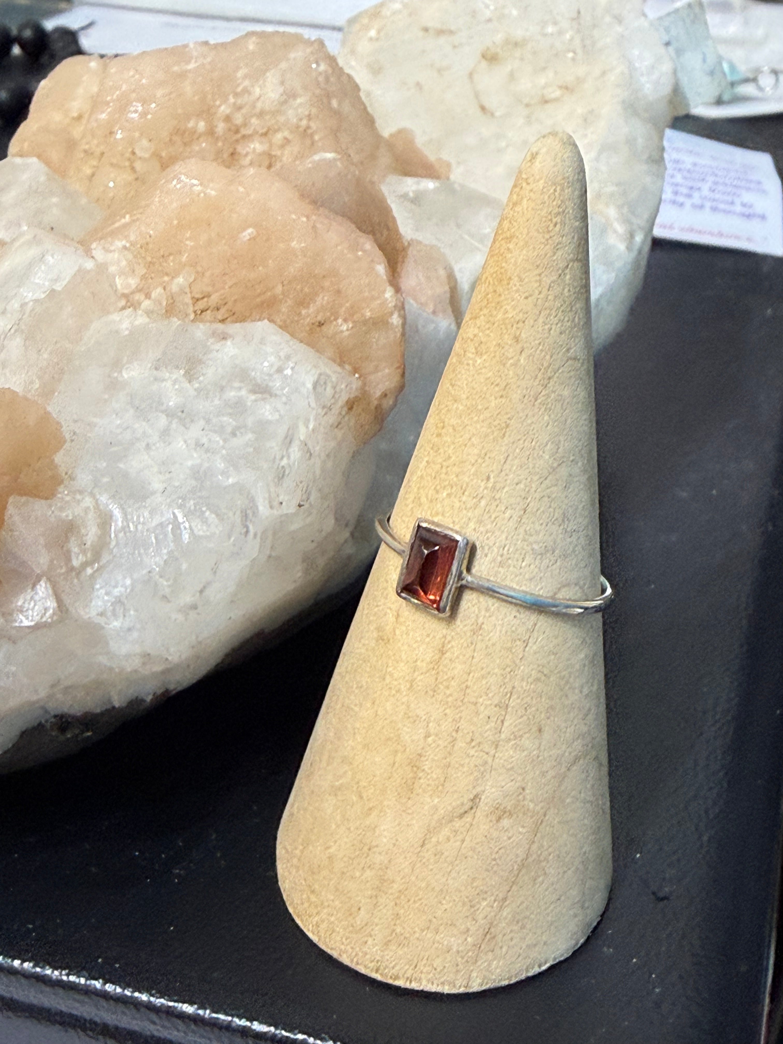 Natural Garnet Ring, size 9  – Passion, Strength & Grounding Crystal Wellness