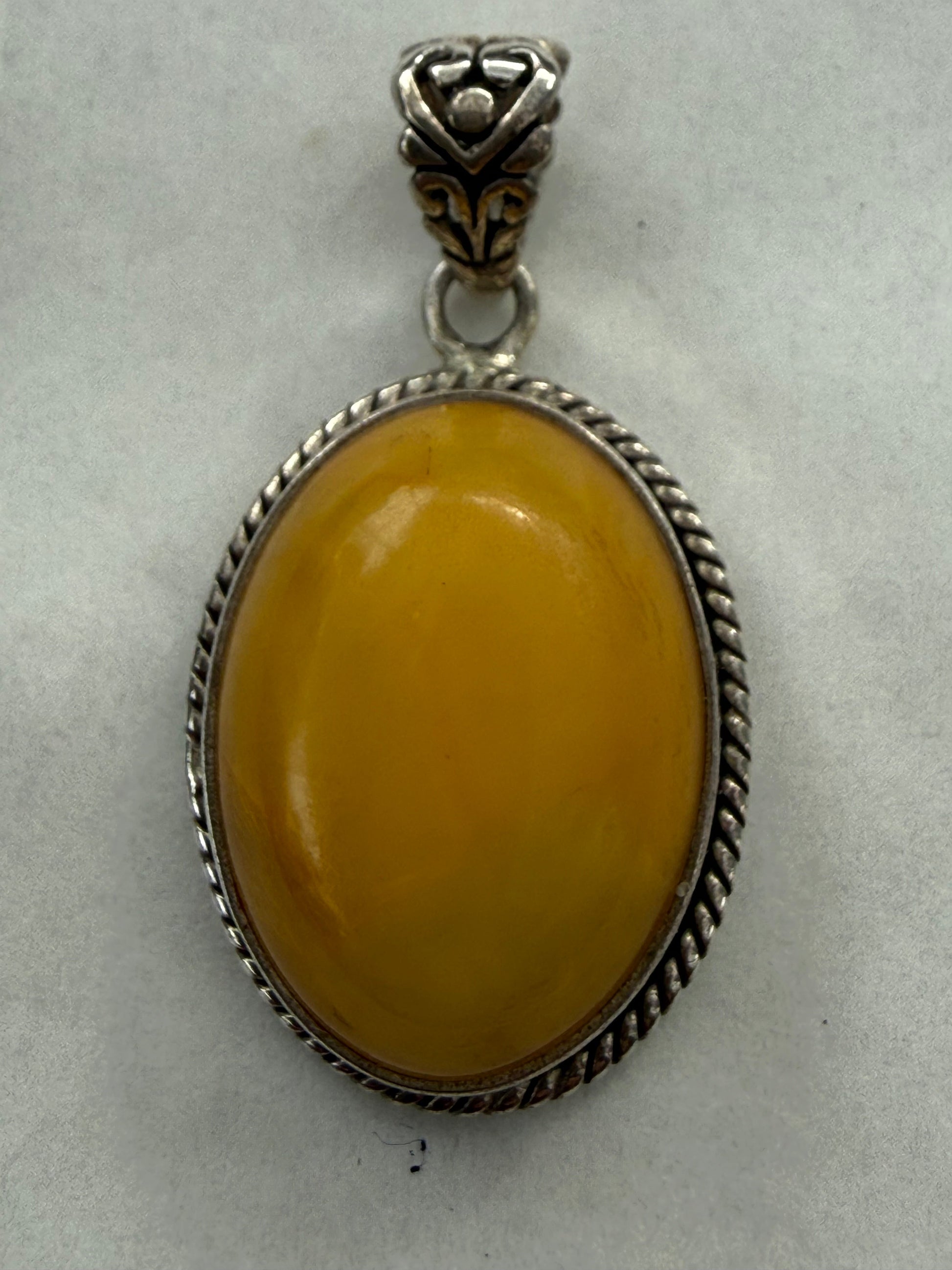 Butterscotch Amber Silver Pendant 23mmx18mm Crystal Wellness