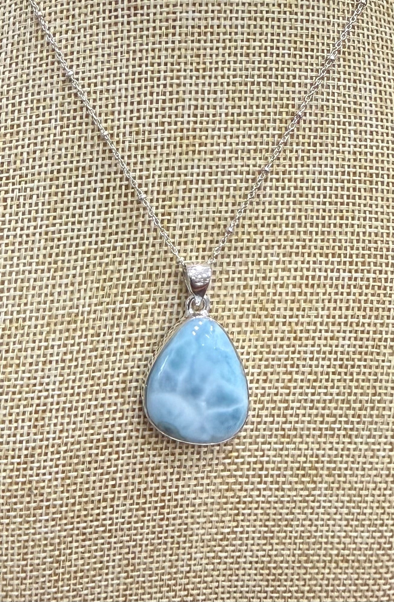 Larimar 925 Sterling Silver Pendant Crystal Wellness