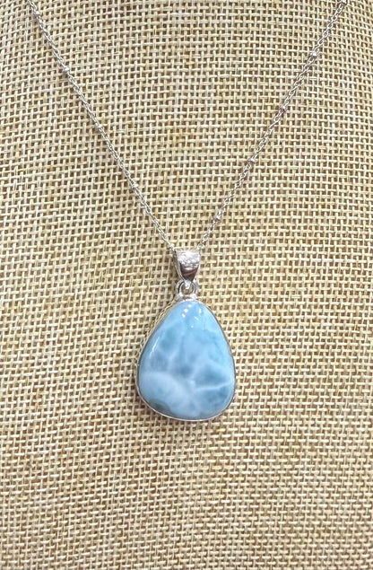 Larimar 925 Sterling Silver Pendant Crystal Wellness