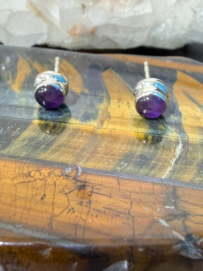Amethyst Stud Earrings – Serenity, Wisdom & Spiritual Protection, 5mmx5mm Crystal Wellness