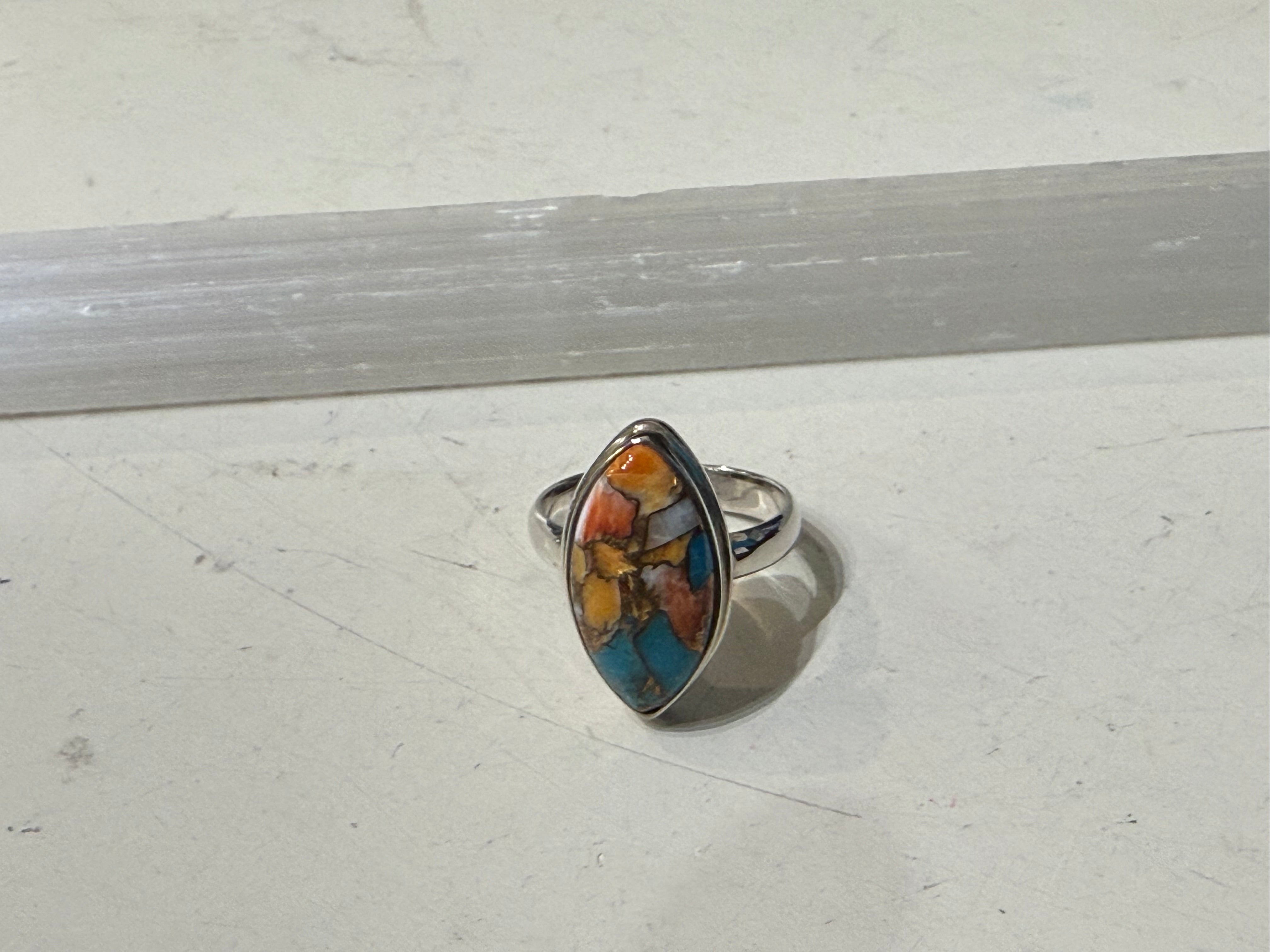 Spiny Oyster Turquoise Ring, size 8 Crystal Wellness