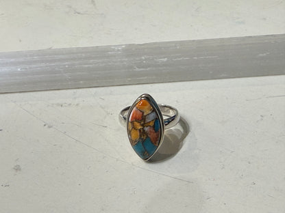 Spiny Oyster Turquoise Ring, size 8