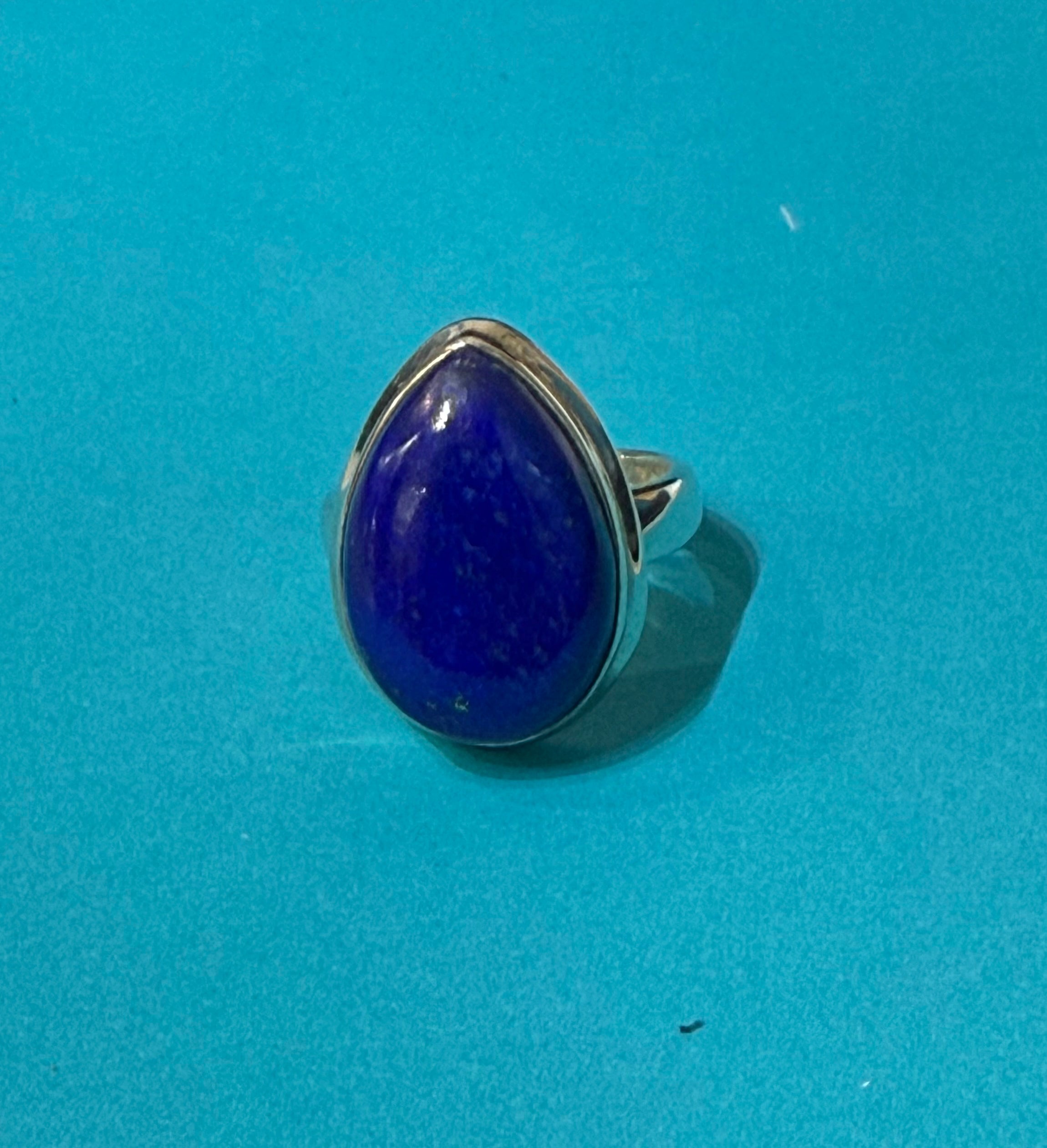 Lapis Lazuli Sterling Silver Ring Size 6.5 Crystal Wellness