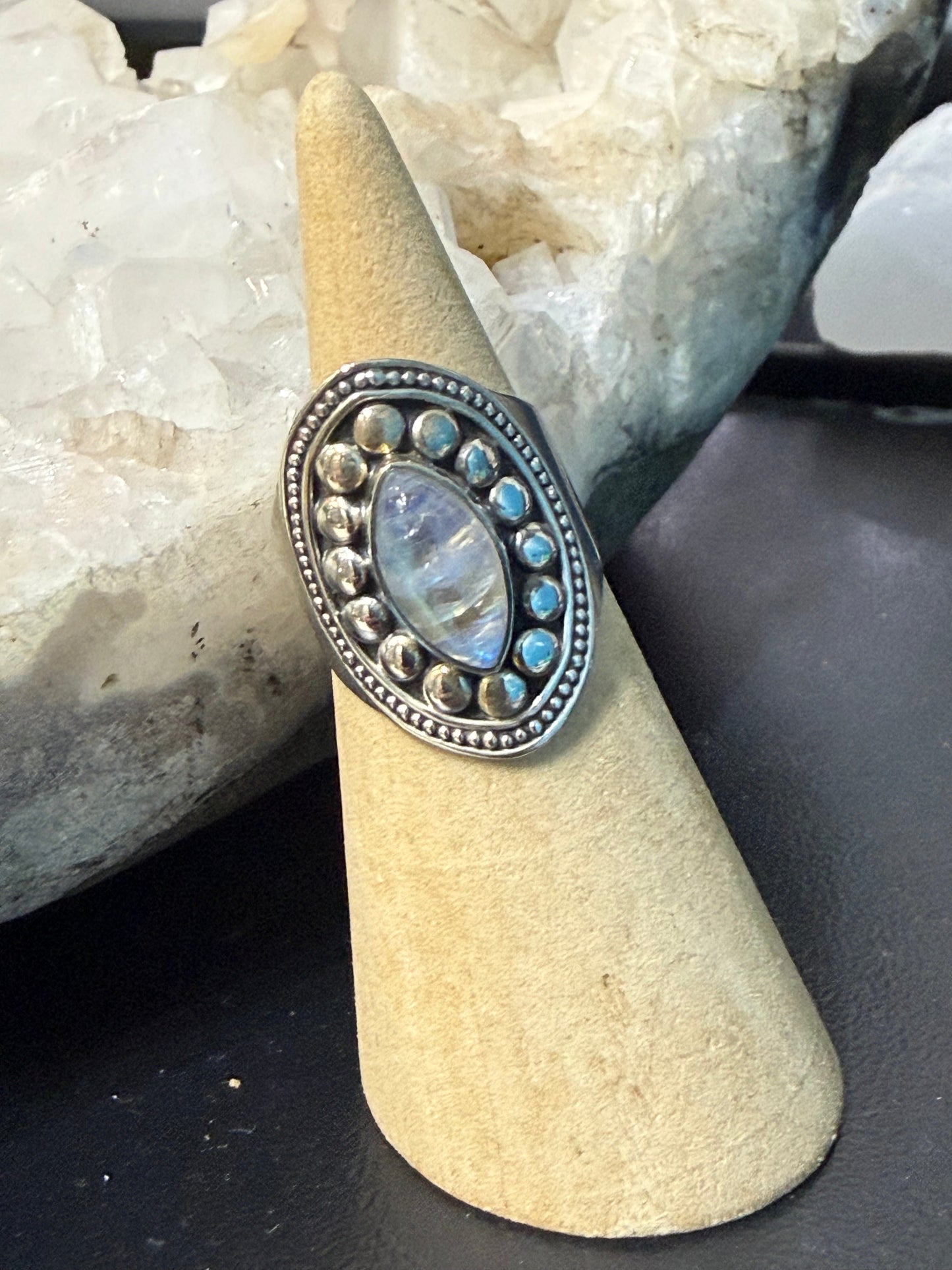 Moonlit Grace Moonstone Ring – Size 6 Crystal Wellness