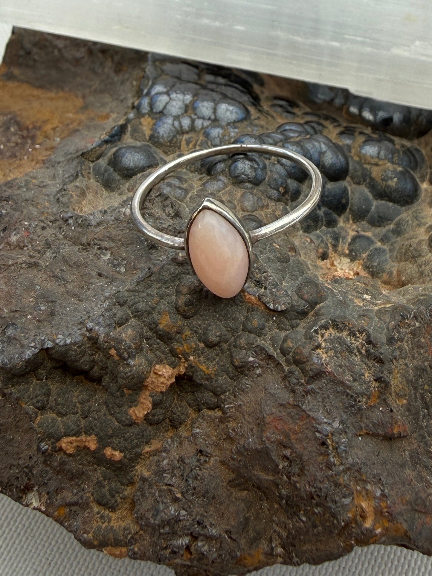 🌸 Pink Opal Ring — Stone of Gentle Love & Emotional Healing, size 7 Crystal Wellness
