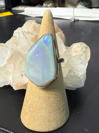 Solid Australian Opal Ring – A Gem of Light, Hope & Inspiration, size 7 3/4 Crystal Wellness