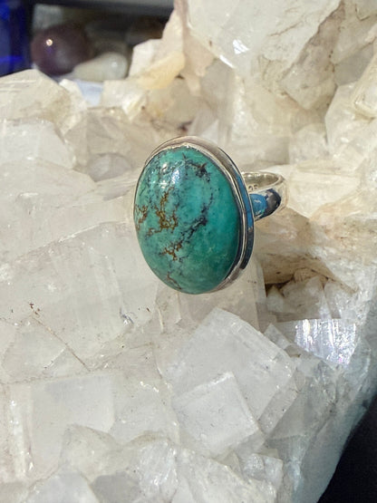 Tibetan Turquoise Wisdom Silver Ring – Size 6 Crystal Wellness