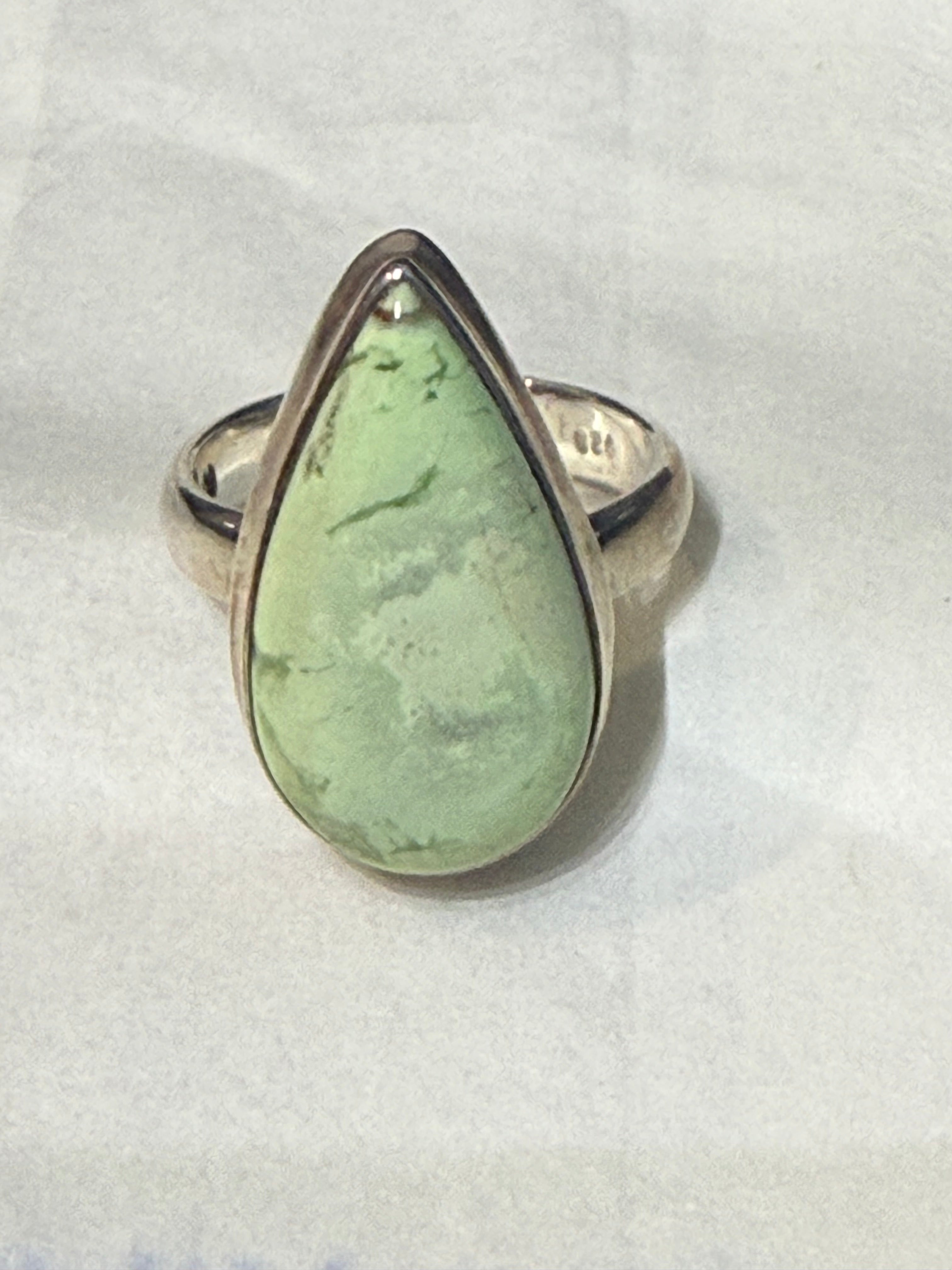 Golden Harmony Lemon Chrysoprase Ring – Sterling Silver, Size 6.5 Crystal Wellness